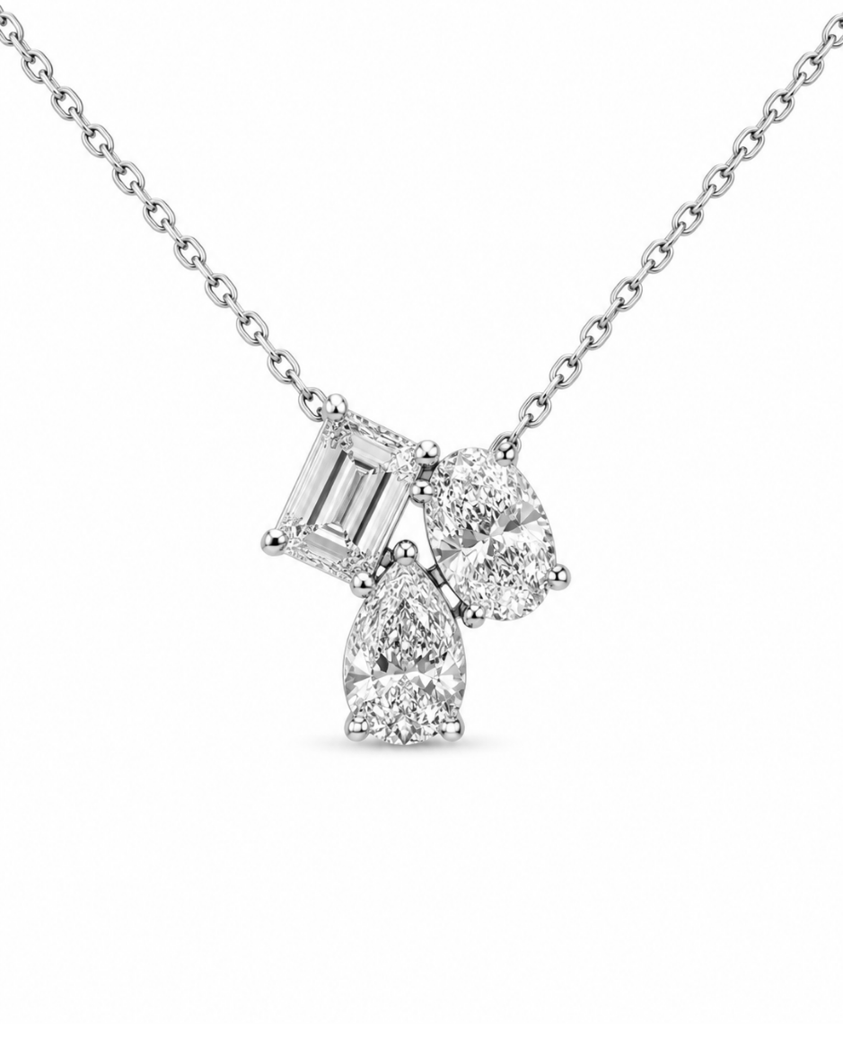Collar Oro Blanco 14K con Diamantes de Laboratorio 1.48 CTW