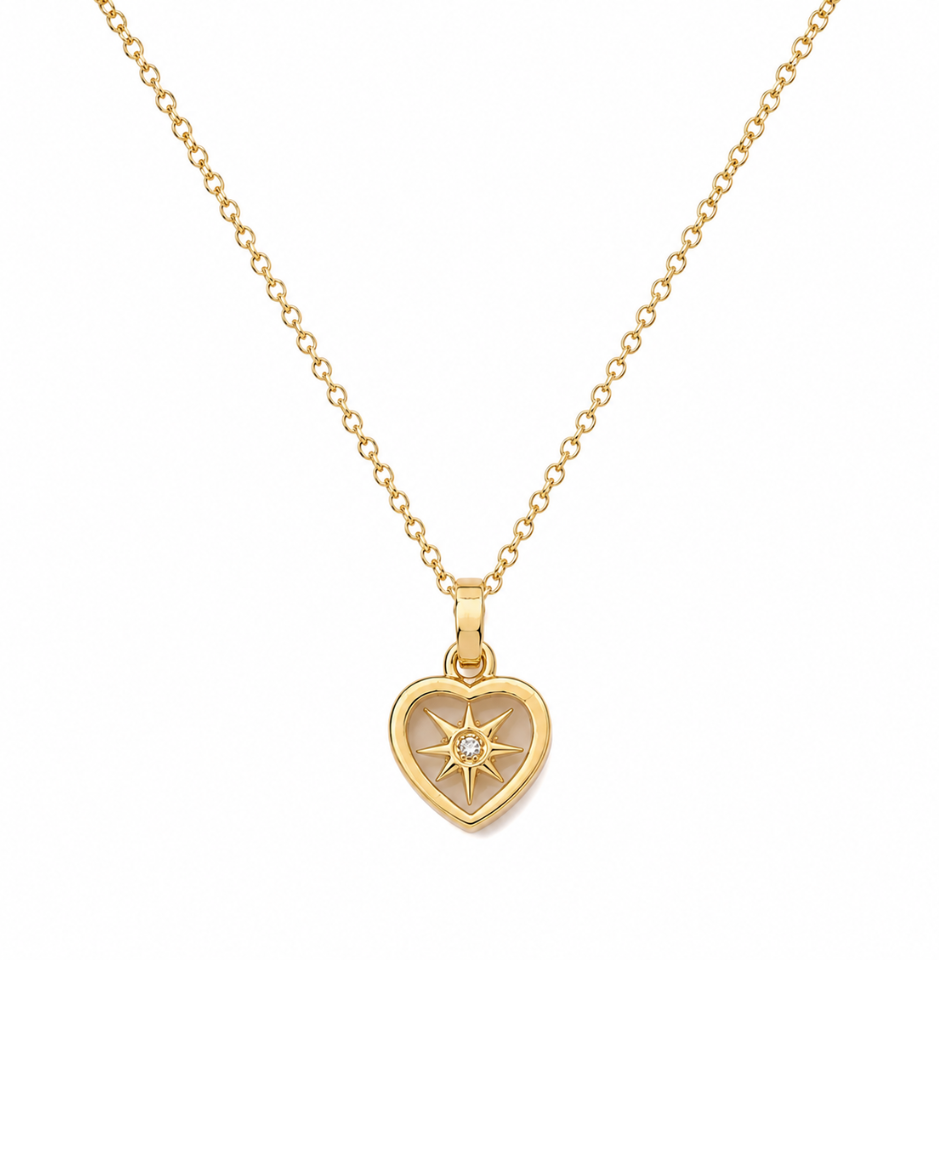 Collar Corazón Starburst Oro Amarillo 14K
