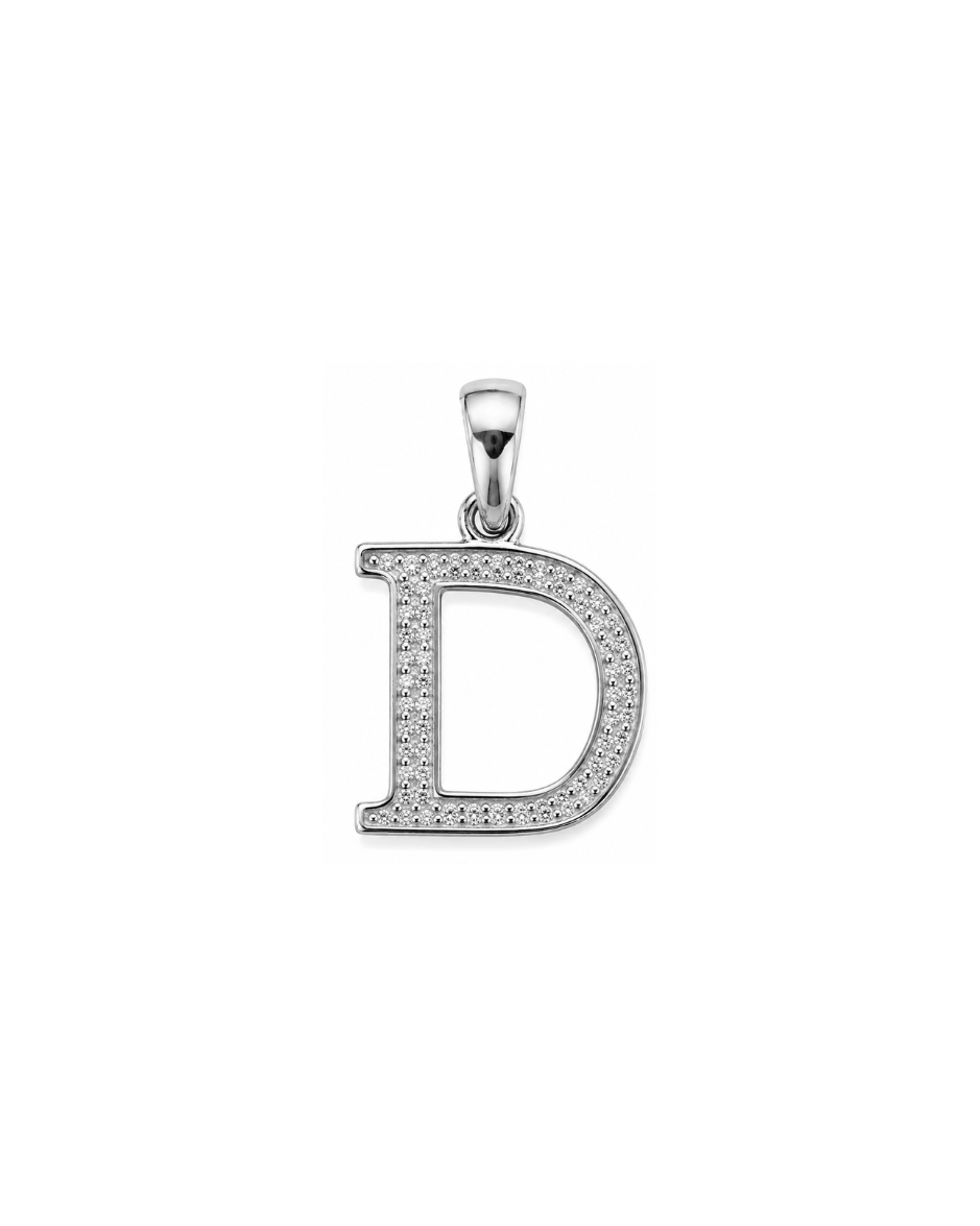 Dije Inicial D con Diamantes Naturales 1/12 CTW en Oro 10K
