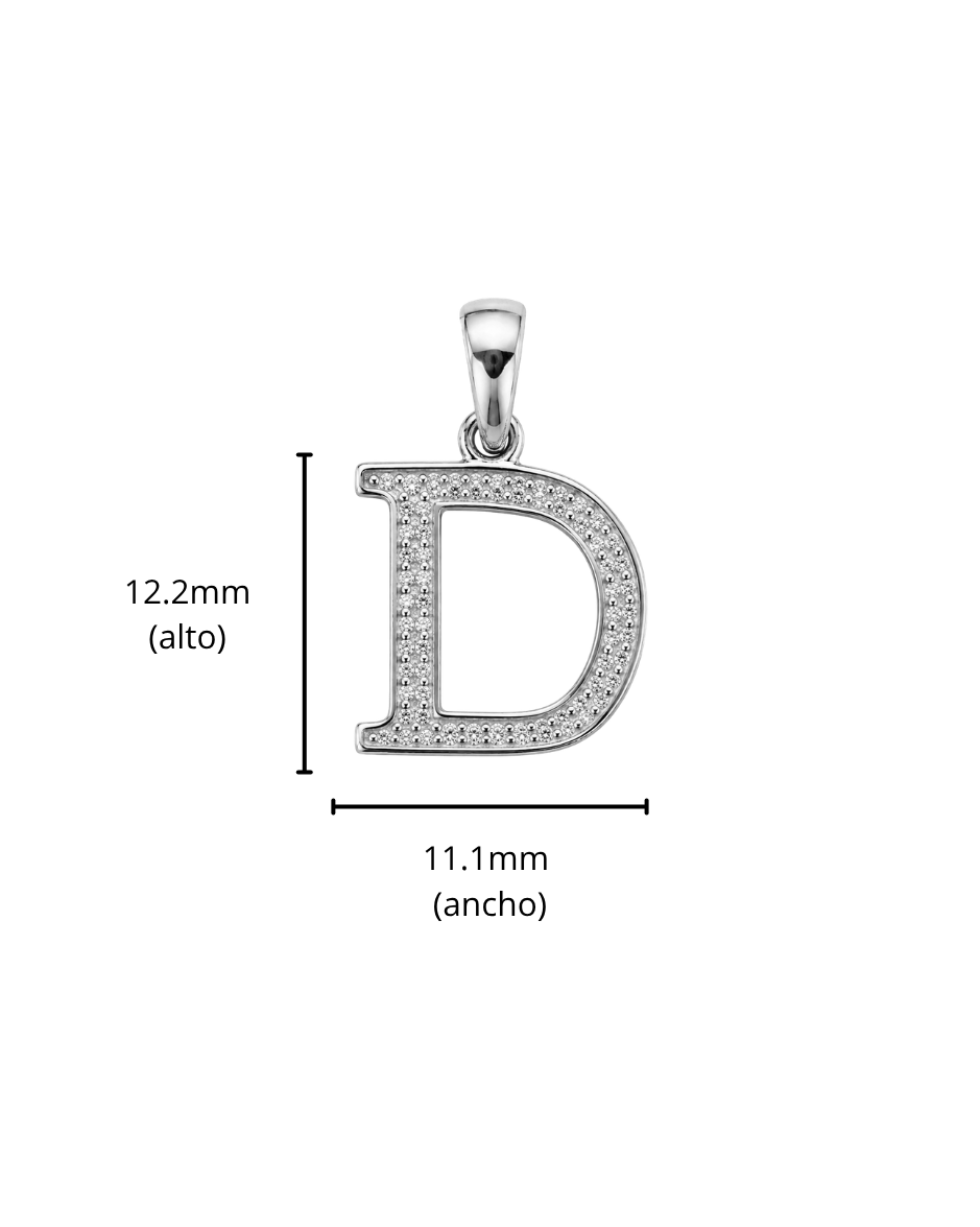 Dije Inicial D con Diamantes Naturales 1/12 CTW en Oro 10K