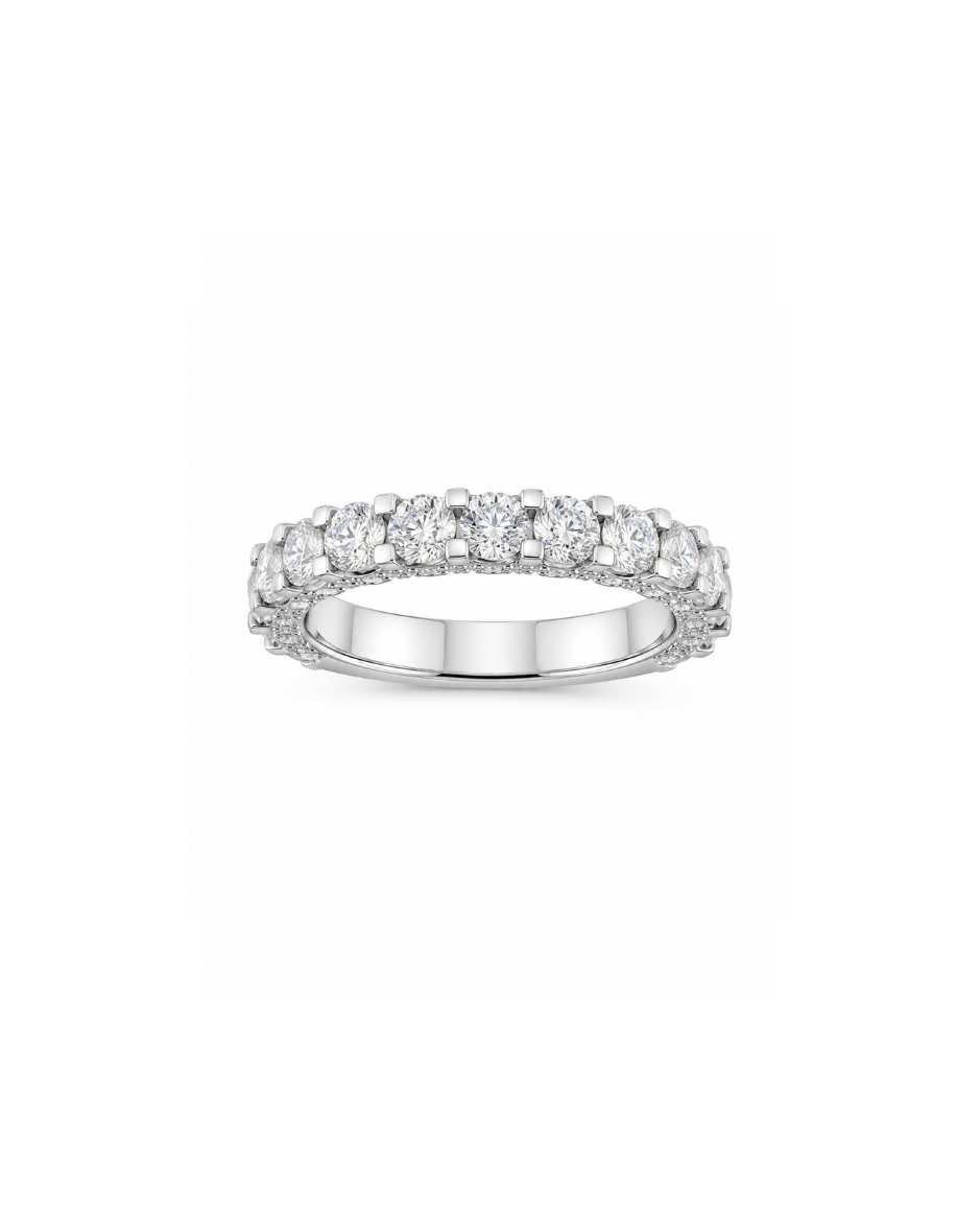 Anillo Oro Blanco 14K con Diamantes de Laboratorio 3.00 CTW
