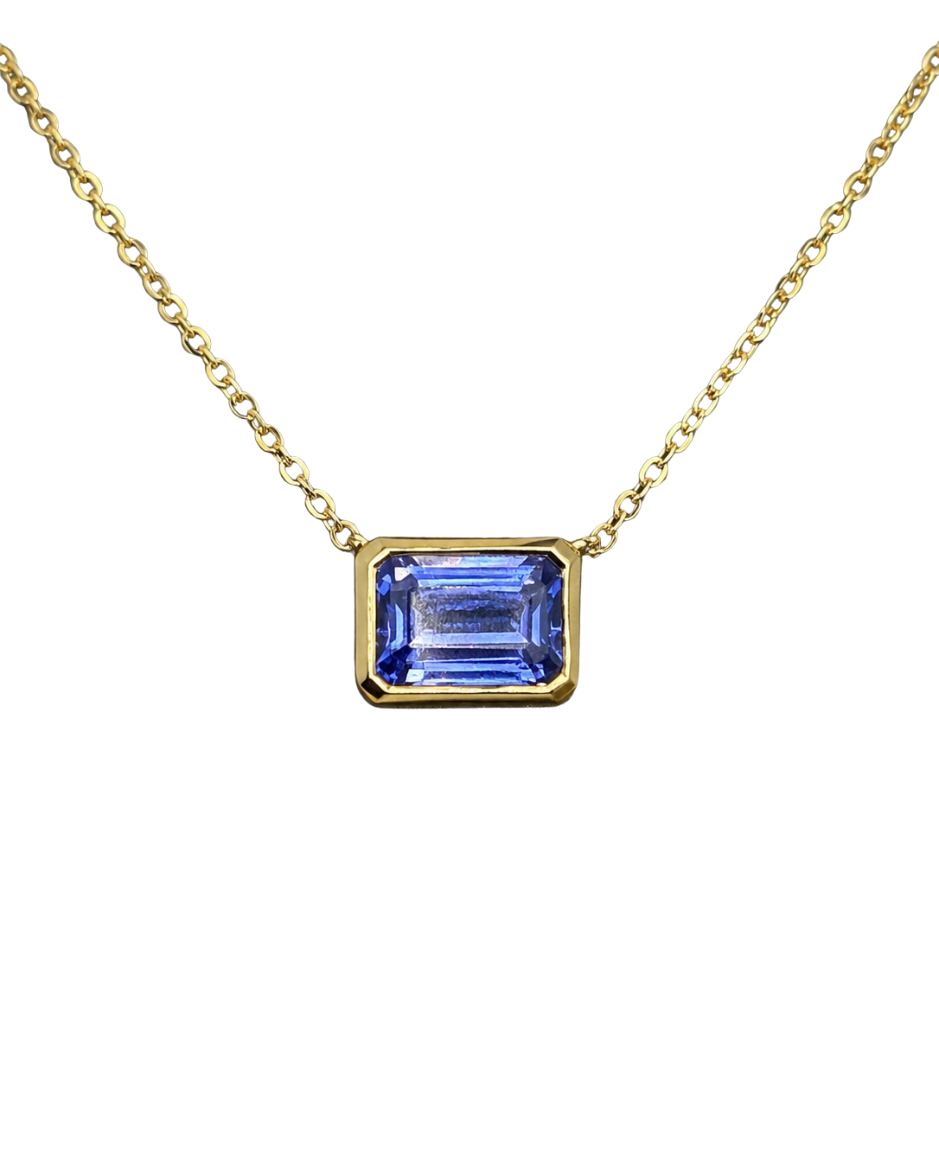 Collar Oro Amarillo 14K con Tanzanita Natural