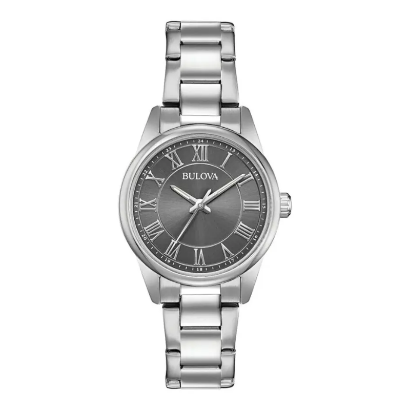 Bulova Classic 96L272 gris acero inoxidable reloj femenino elegante