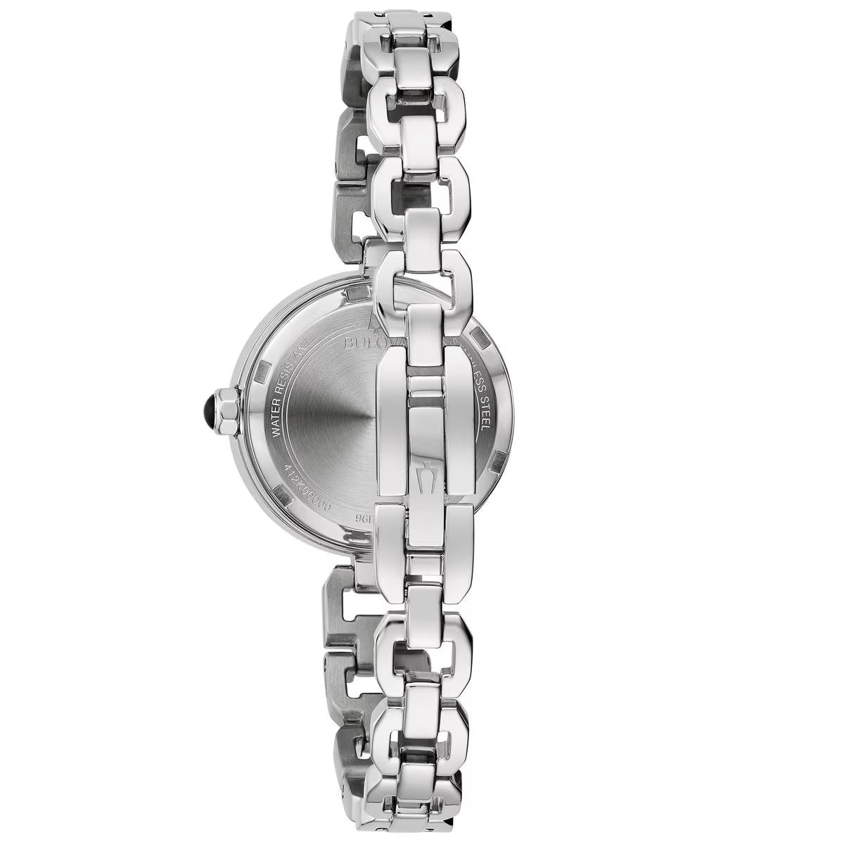 Bulova Bangle 96P251 plateado diamantes reloj joya femenino contemporáneo