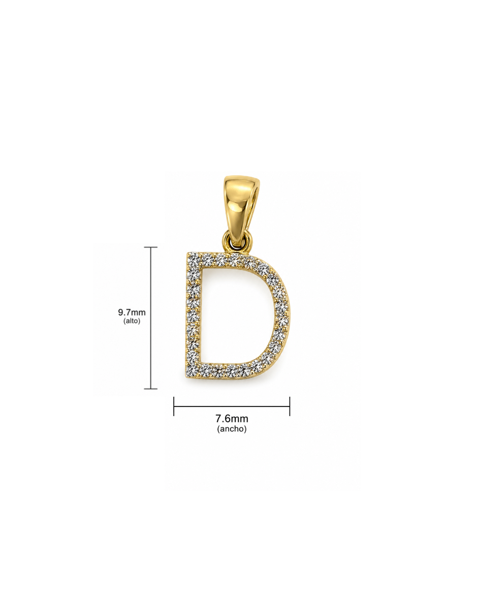 Dije Inicial D con Diamantes Naturales 1/10 CTW en Oro 10K