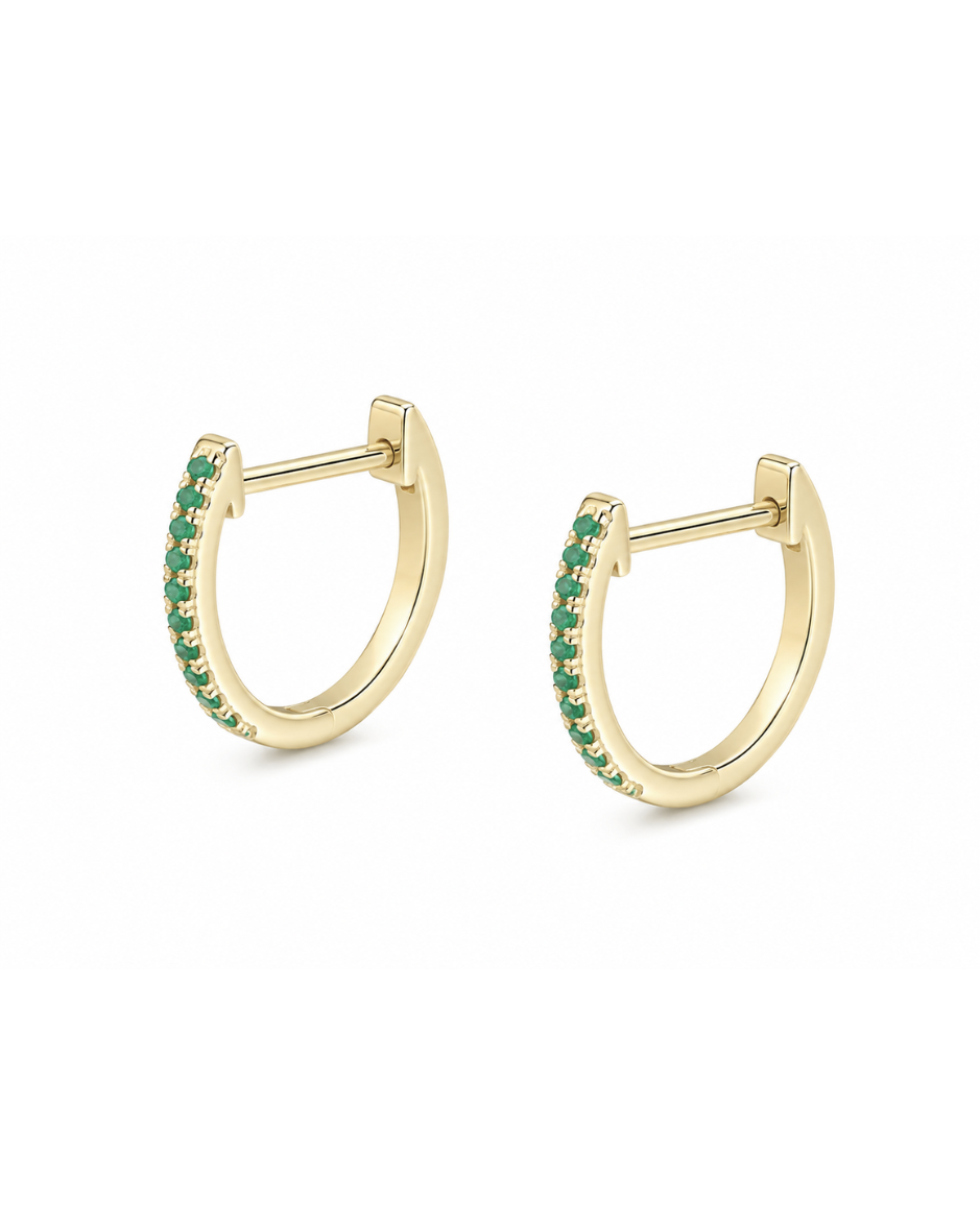Arracadas Oro Amarillo 14K con Esmeraldas Naturales