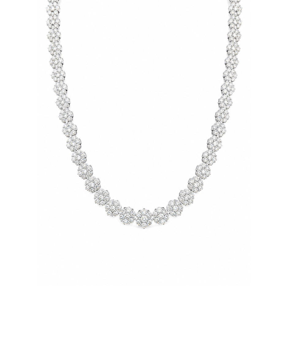 Collar Tenis con Diamantes Naturales 10 CTW en Oro Blanco