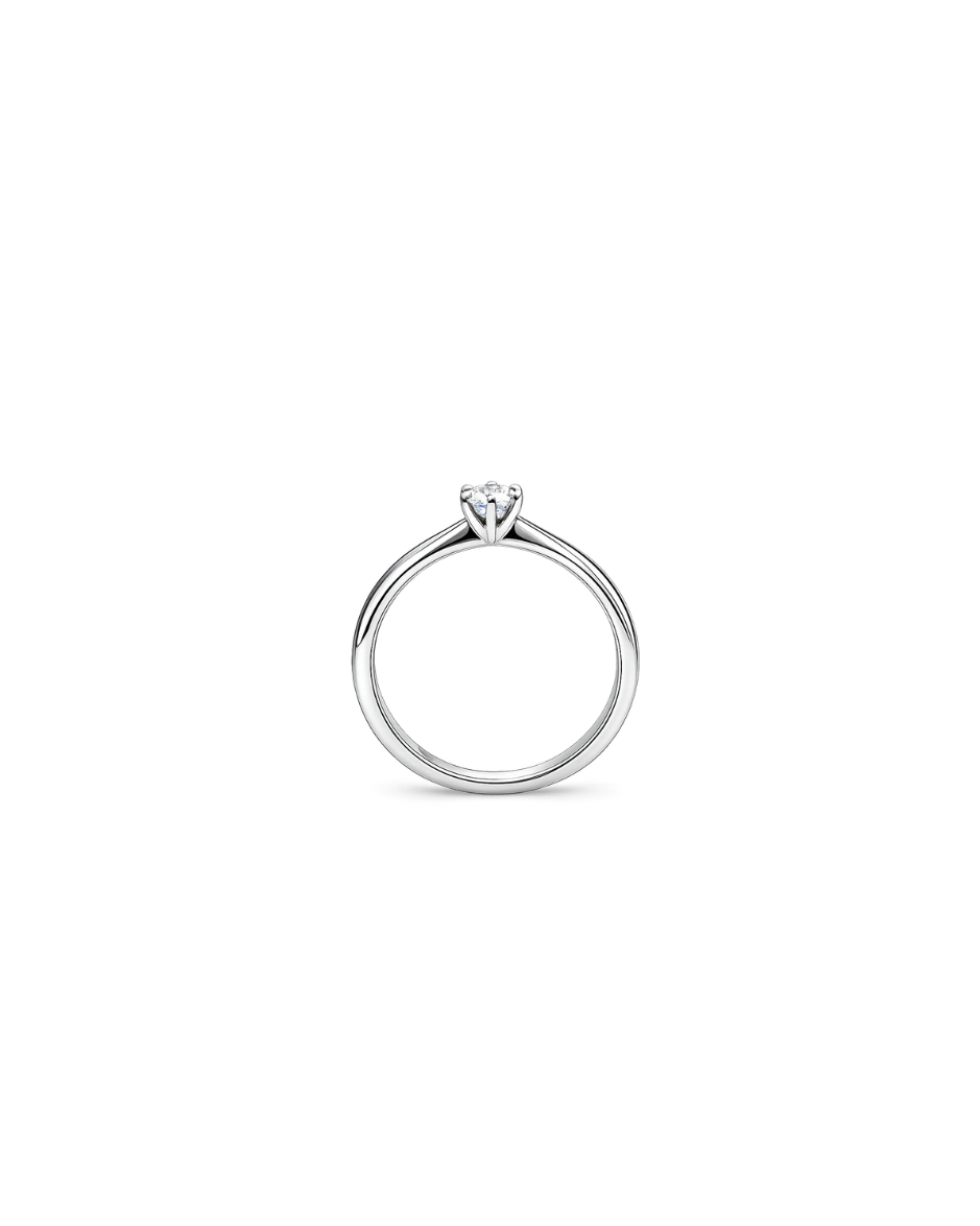 Anillo Solitario Oro Blanco 14K con Diamante Natural 0.20 CT