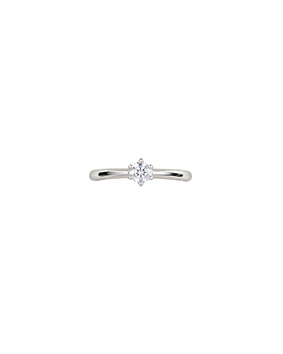 Anillo Solitario Oro Blanco 14K con Diamante Natural 0.20 CT