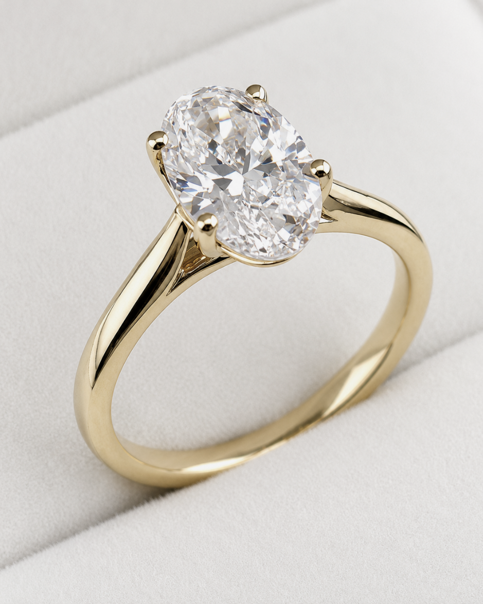 Anillo Solitario con Diamantes de Laboratorio Corte Baguette 2 CTW en Oro de 14K