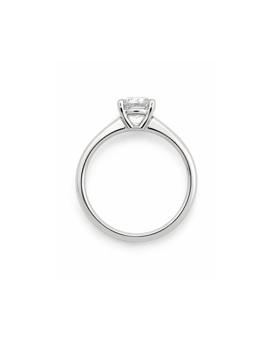 Anillo Solitario con Diamante de Laboratorio Corte Redondo Brillante 1 CT en Oro de 14K
