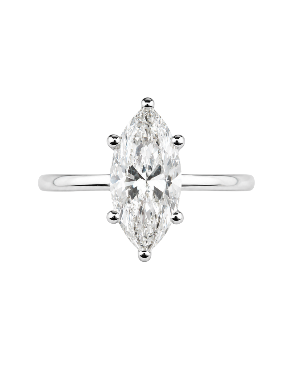 Anillo Solitario con Diamante de Laboratorio Corte Marquesa 1.5 CT en Oro de 14K