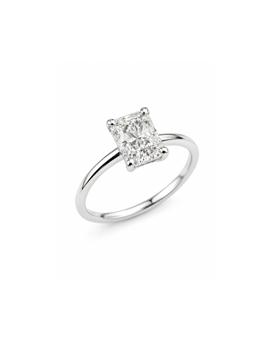 Anillo Solitario Diamante corte Baguette Lab 1 CT Oro 14K