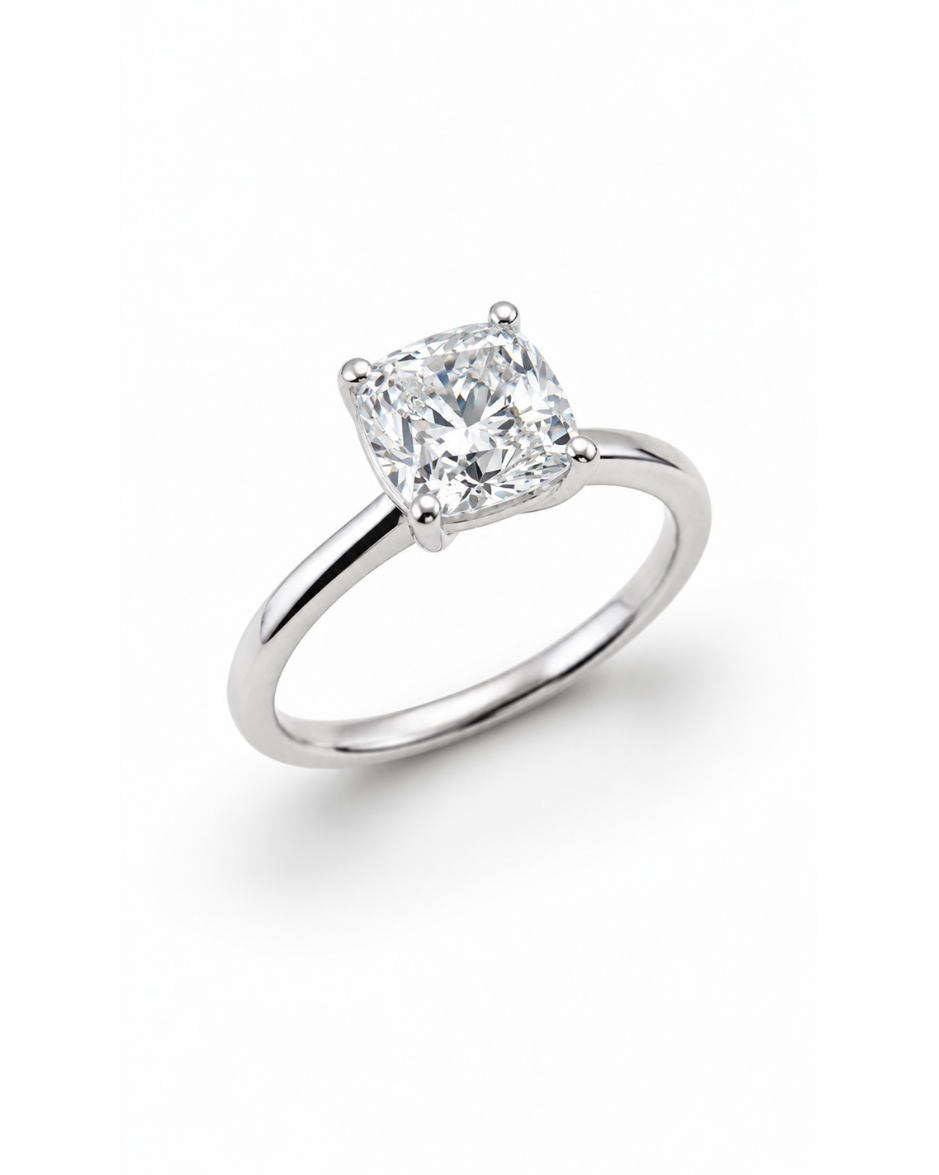 Anillo Solitario con Diamante de Laboratorio Corte Redondo Brillante 1.5 CT en Oro de 14K