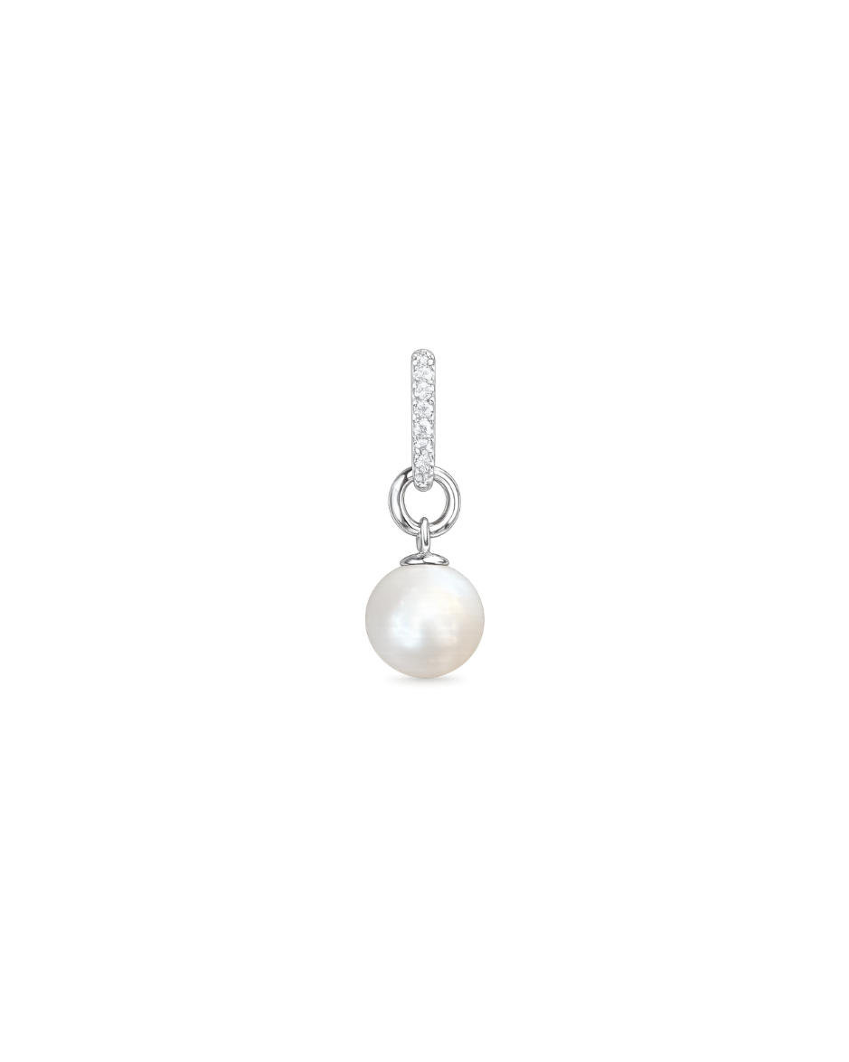 Dije Oro Blanco 14K con Perla Natural y Diamante