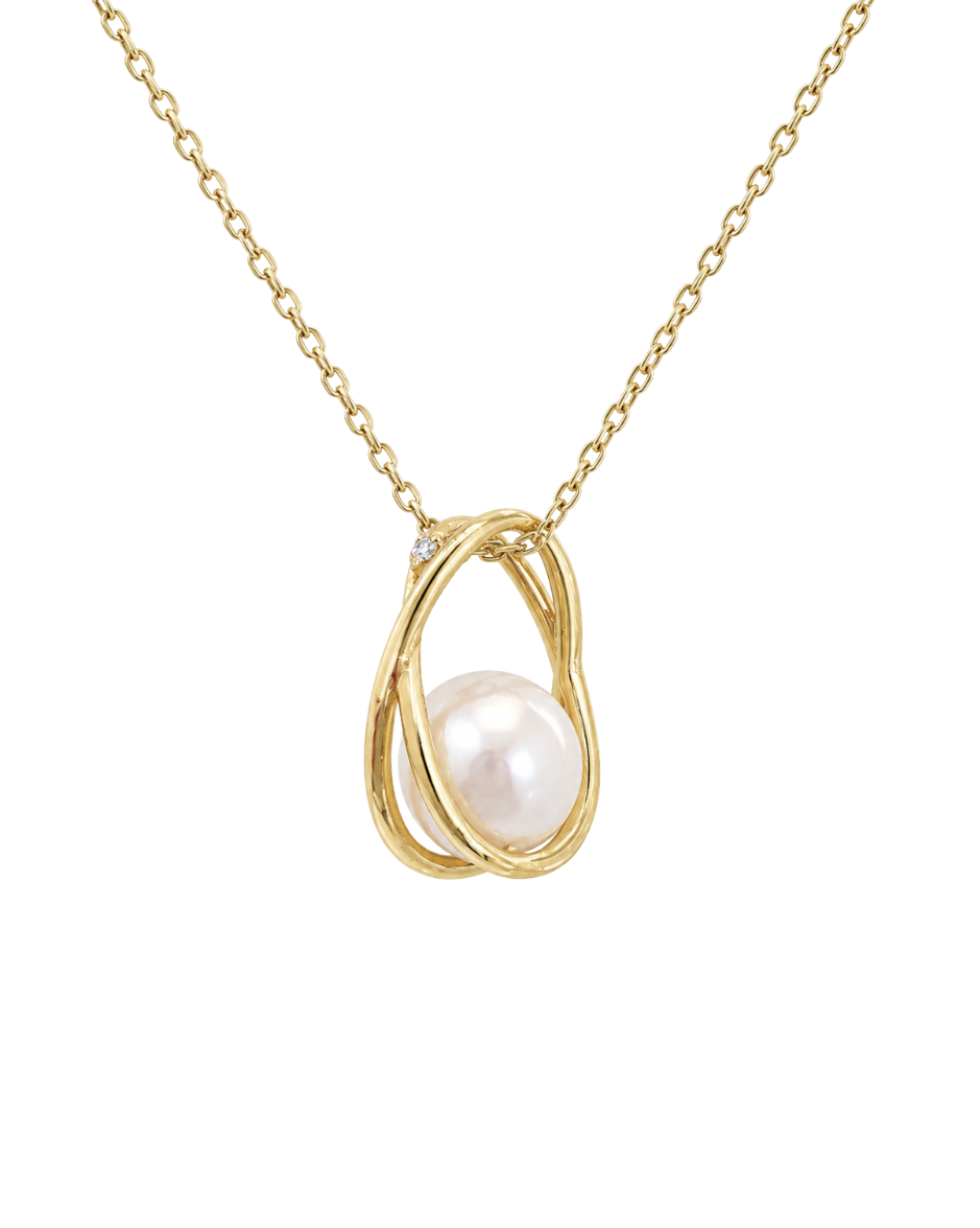 Dije Oro 14K con Perla Natural y Diamante