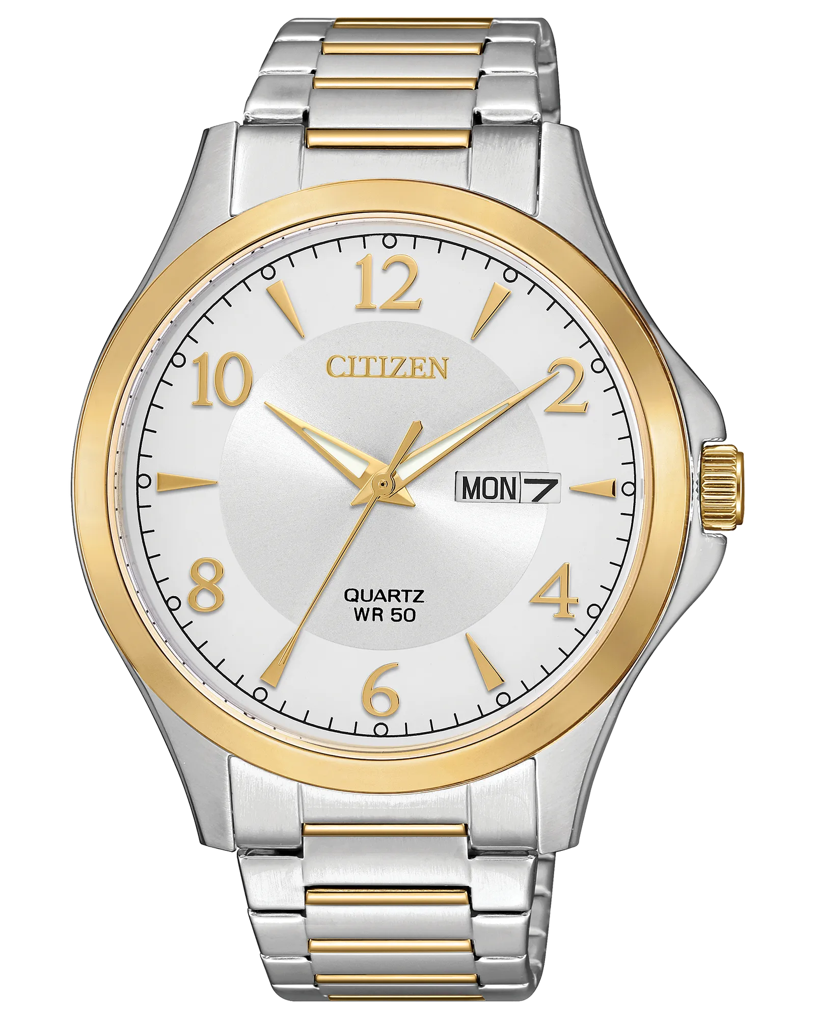 Citizen BF2005-54A plateado acero inoxidable bitono reloj contemporáneo de cuarzo