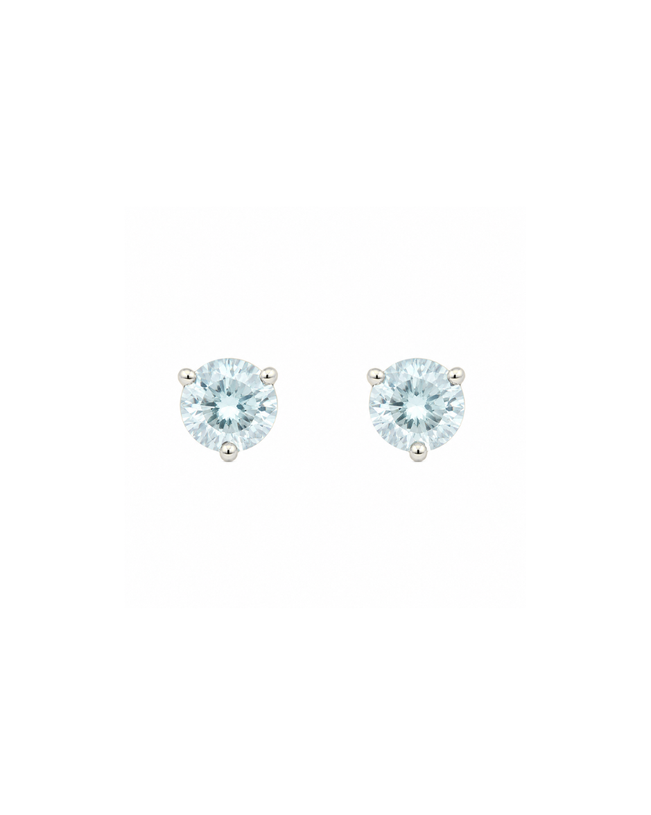 Aretes Oro Blanco 14K con Aguamarina Natural