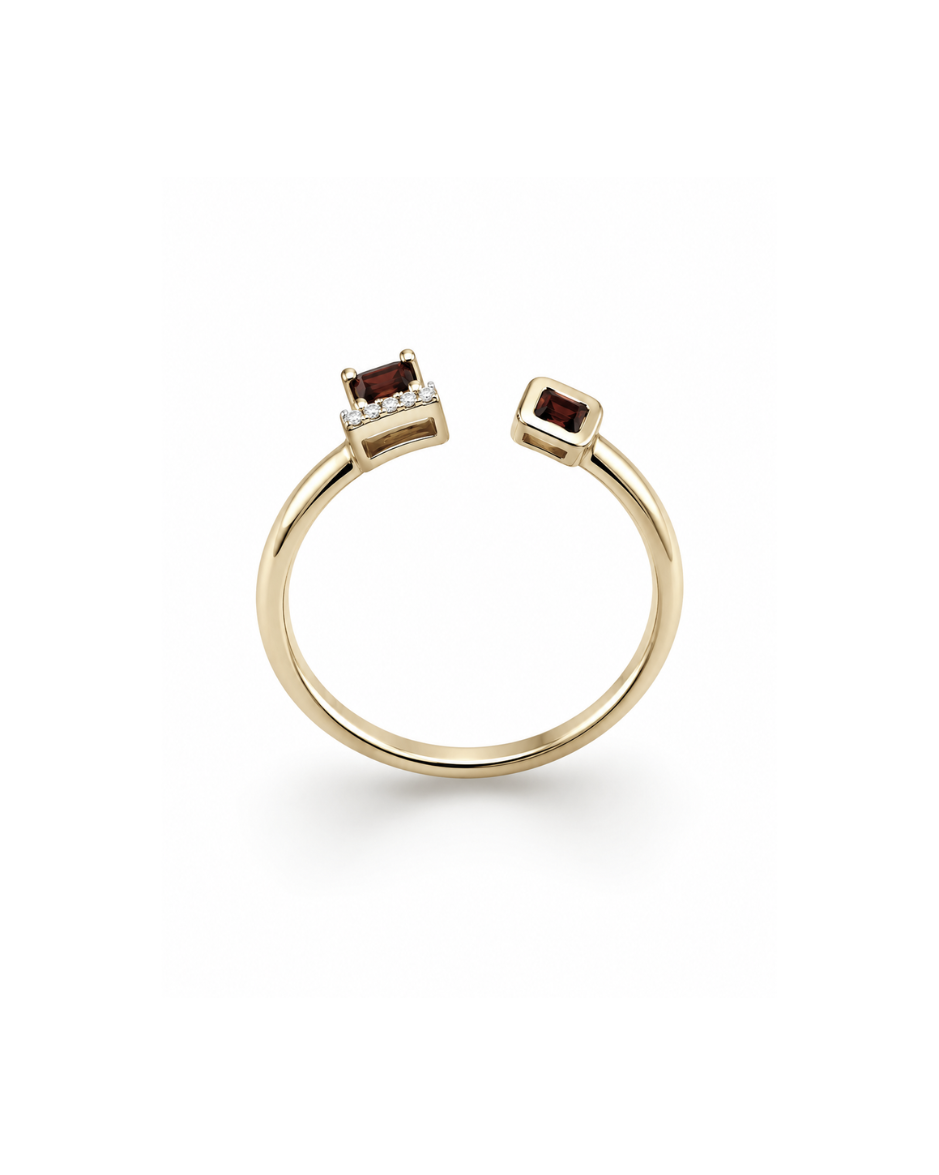 Anillo con Turmalina Sandía Bicolor Rosa y Verde en Oro Amarillo 14K