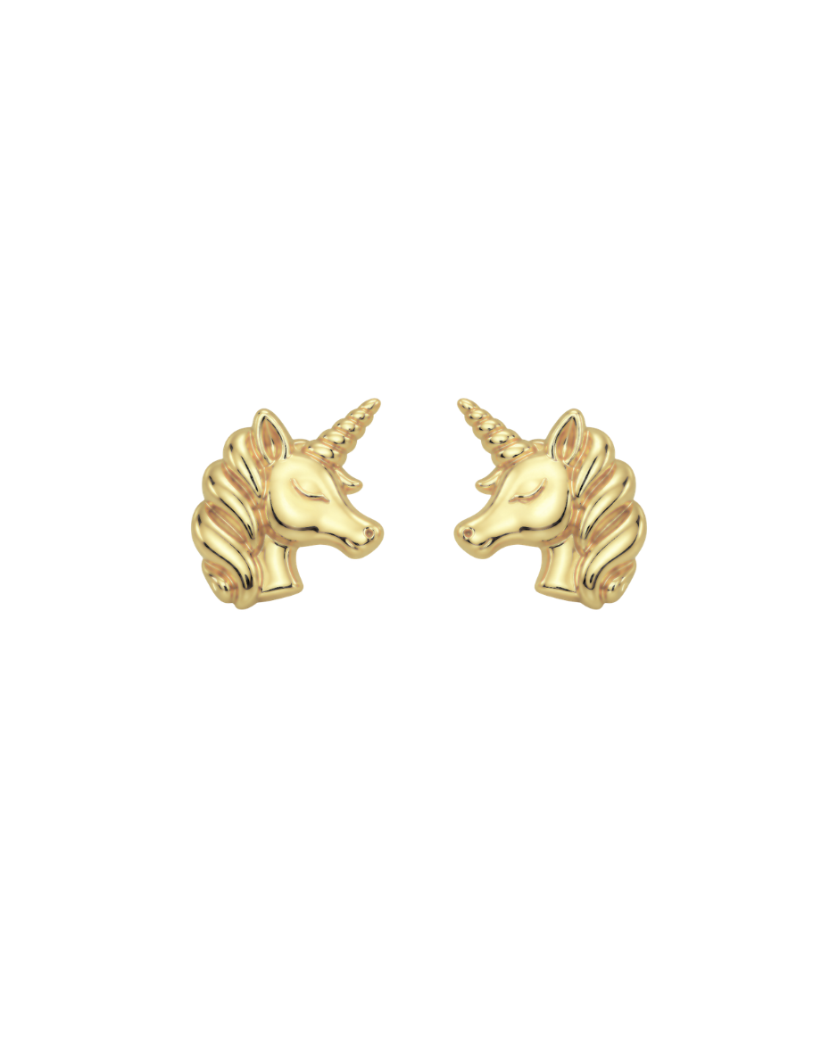 Aretes Unicornio Oro Amarillo 14K