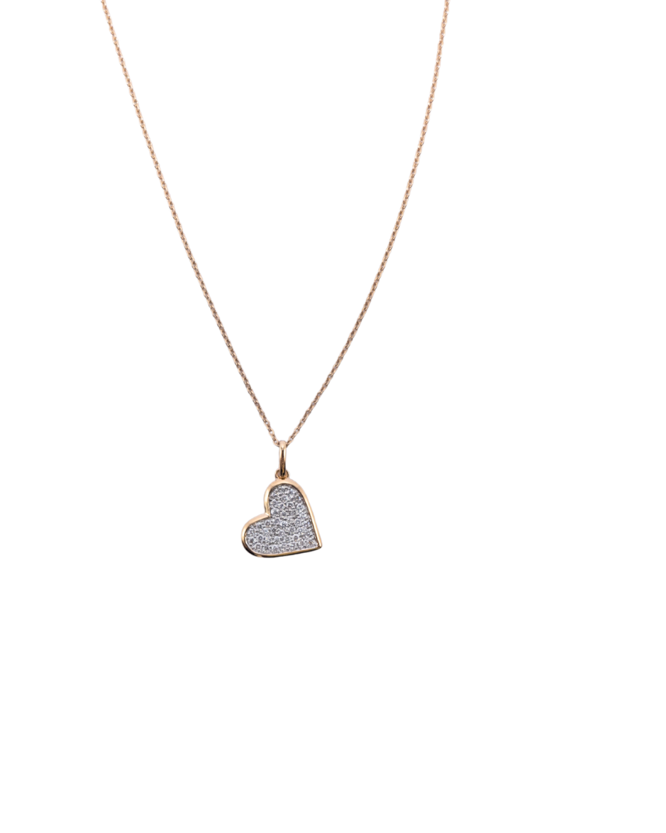Onore collar corazón con diamantes naturales en oro amarillo 14K estilo contemporáneo