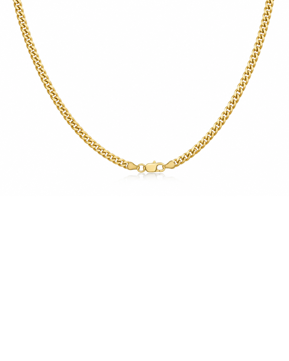 Cadena Cubana Cerrada Oro Amarillo 10K 60 cm