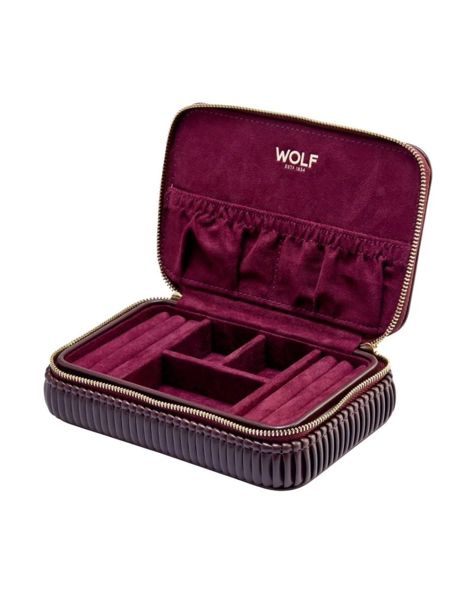Estuche para Joyas Wolf Bella Zip Case de Cuero Vegano