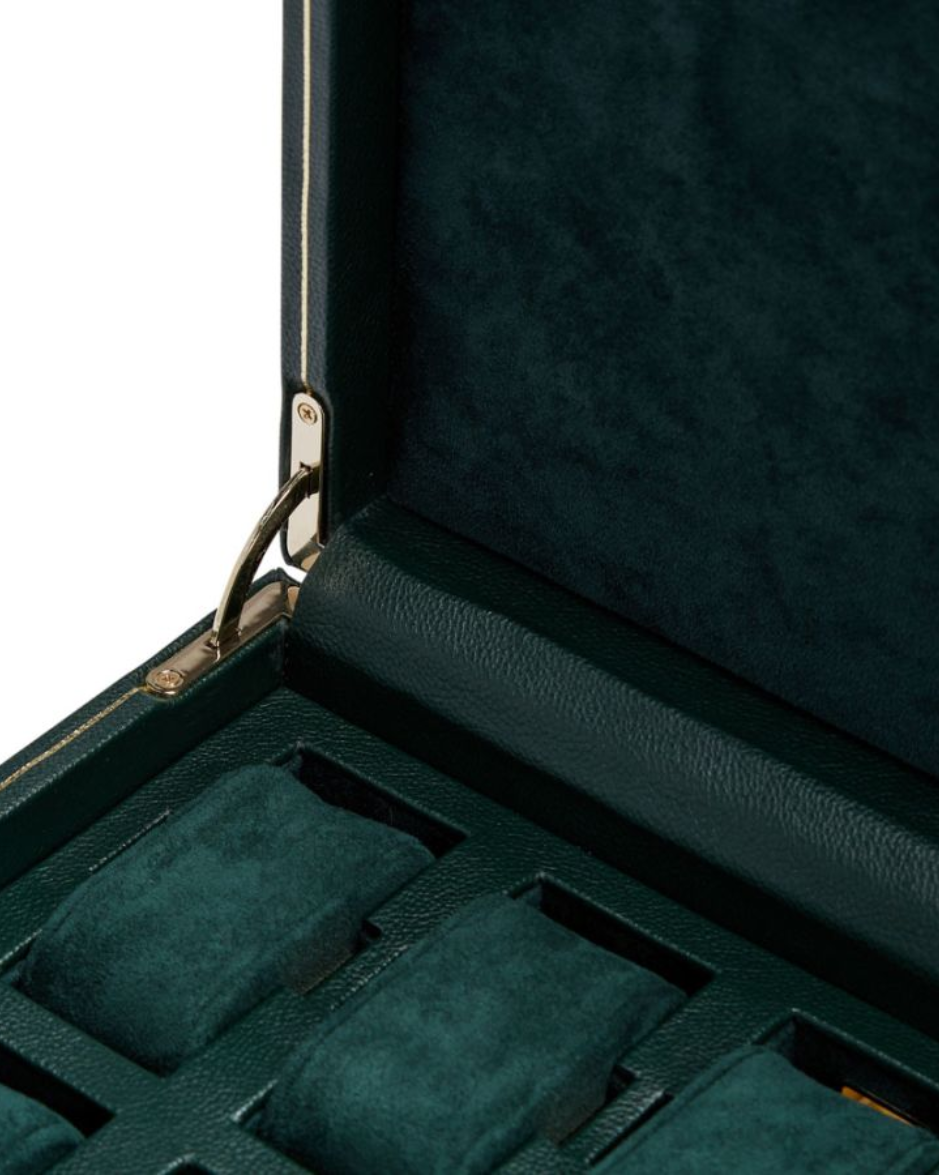 Caja para 10 Relojes WOLF British Racing Verde con Cerradura
