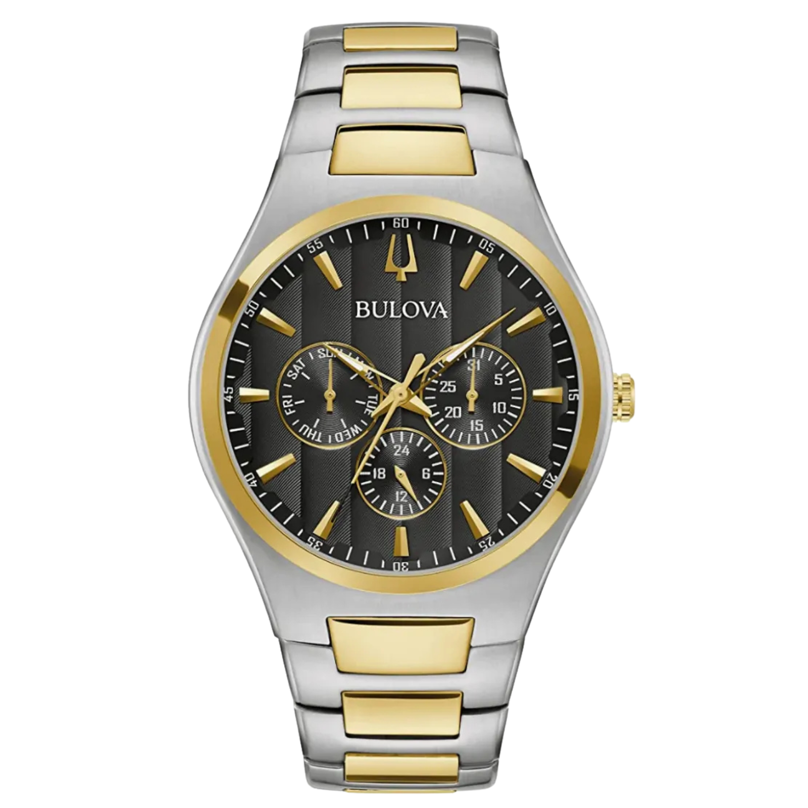 Bulova 98C144 negro dorado acero bitono cronógrafo contemporáneo