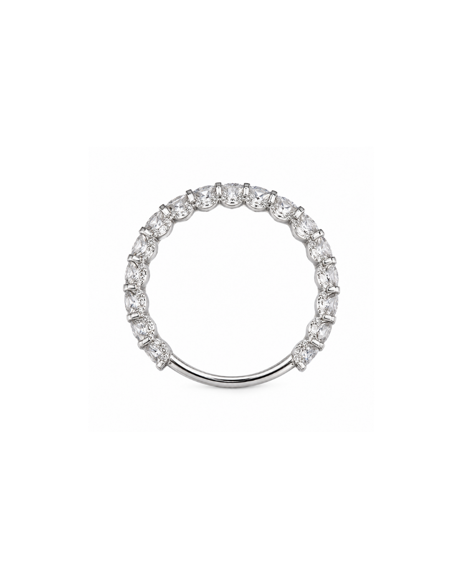 Anillo Oro Blanco 14K con 17 Diamantes de Laboratorio 2.00 CTW