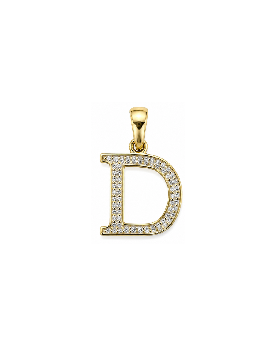 Dije Inicial D con Diamantes Naturales 1/12 CTW en Oro 10K