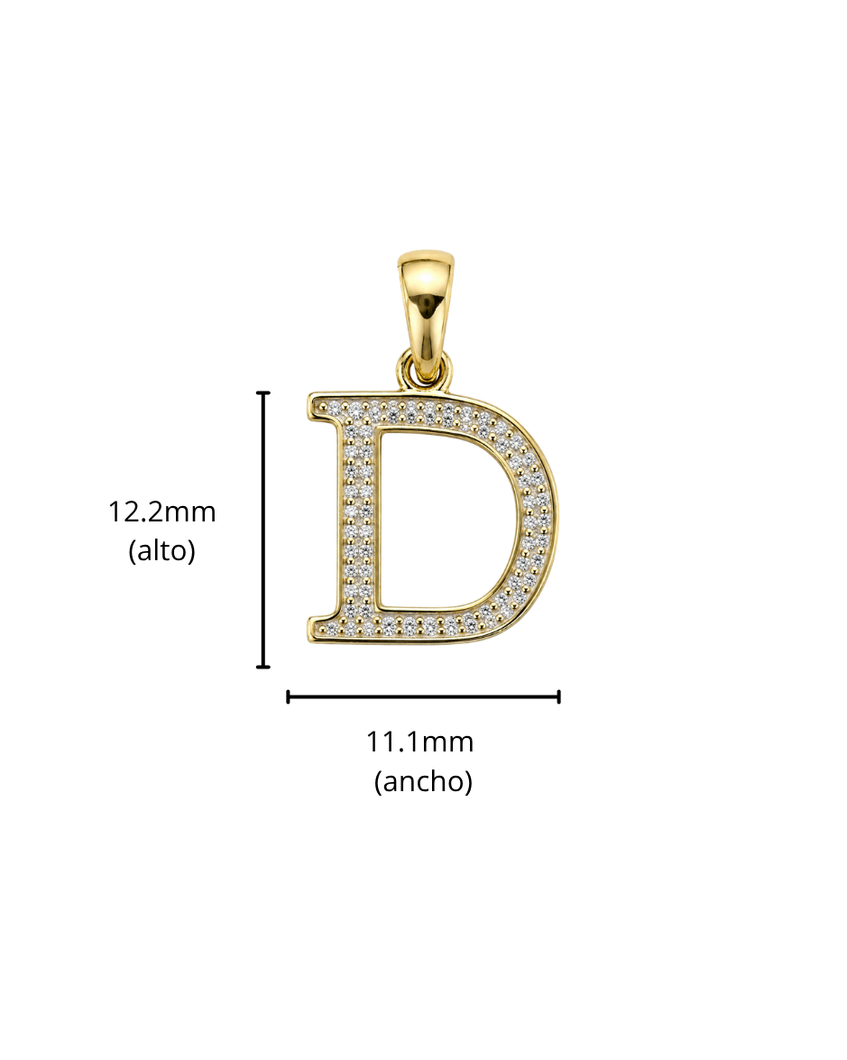 Dije Inicial D con Diamantes Naturales 1/12 CTW en Oro 10K