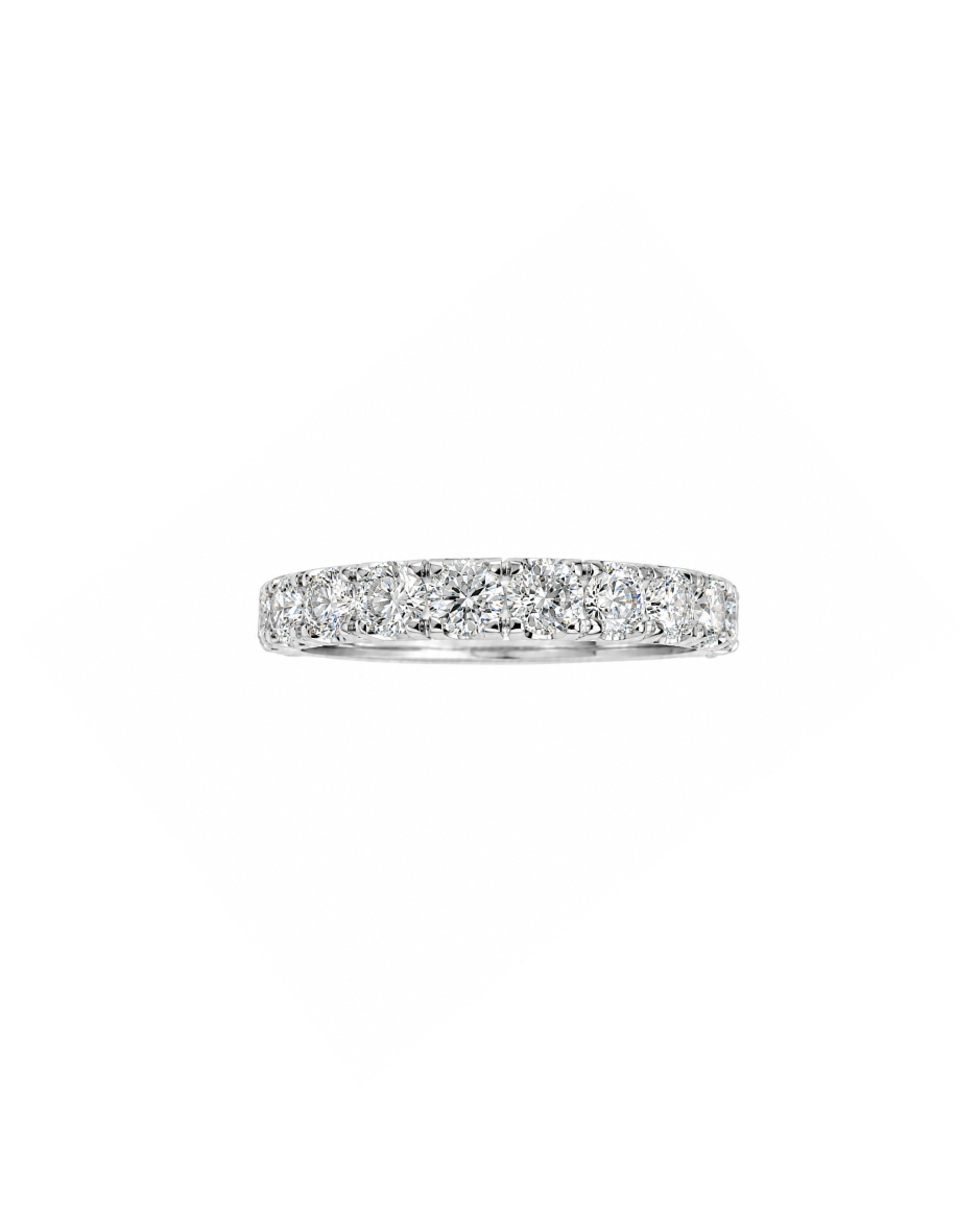 Anillo Banda Oro Blanco 14K con Diamantes de Laboratorio 1.10 CTW