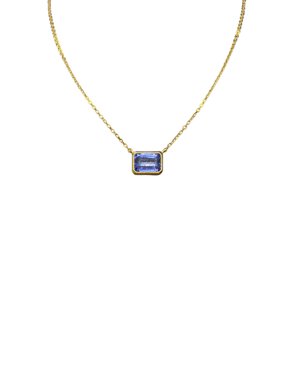Collar Oro Amarillo 14K con Tanzanita Natural
