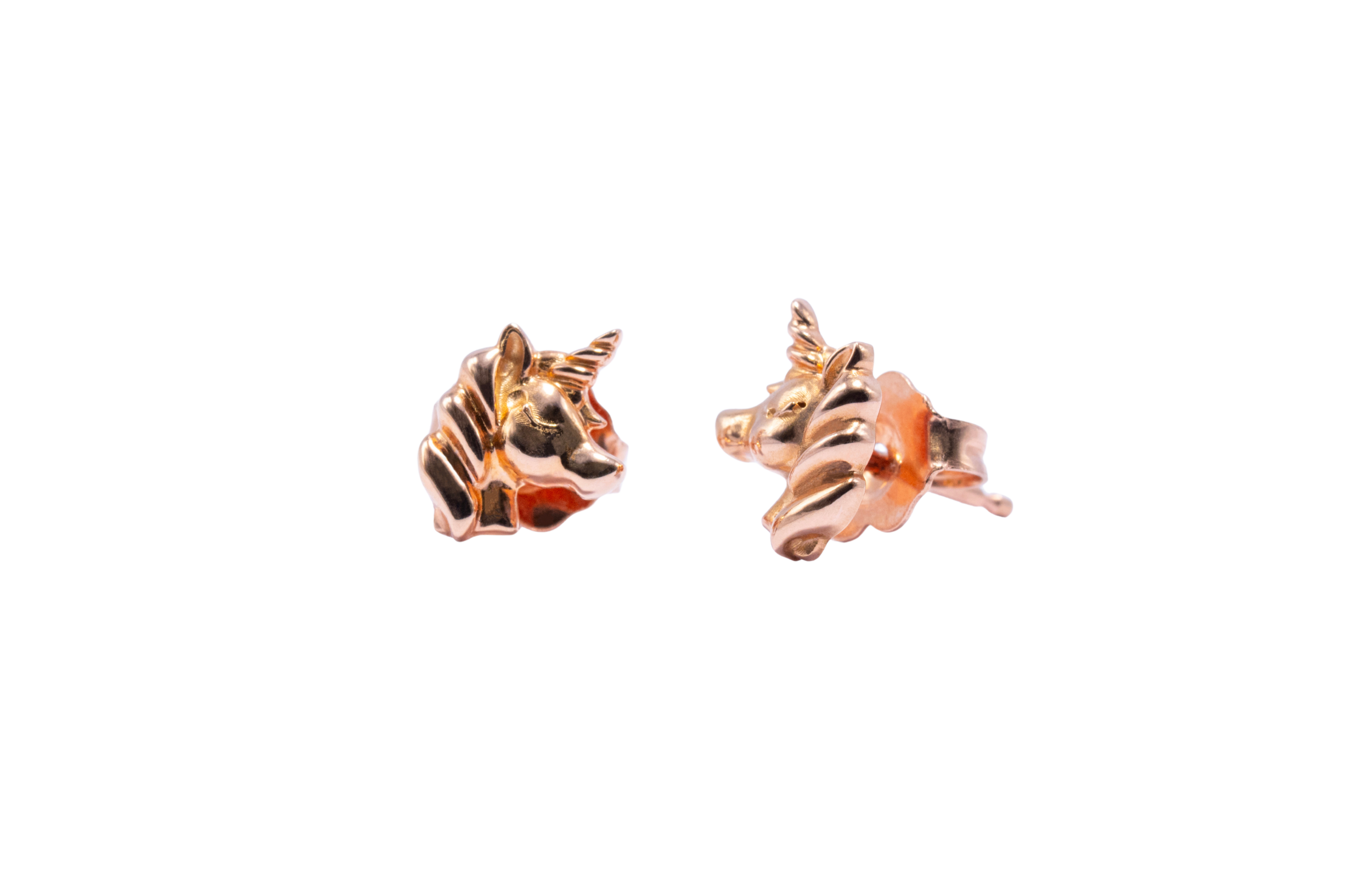 Aretes Unicornio Oro Amarillo 14K