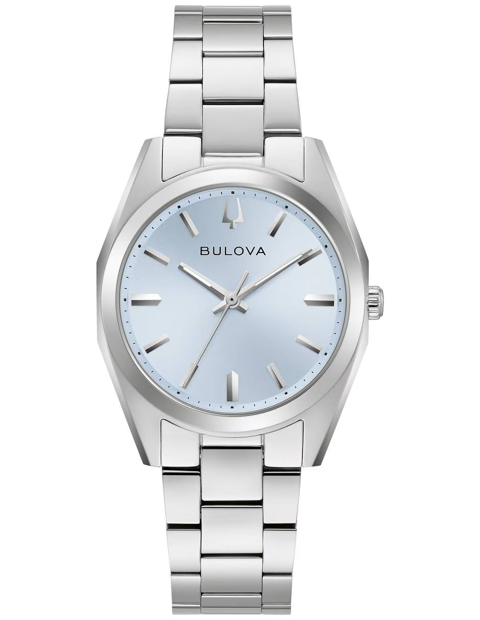 Bulova Surveyor 96L346 azul hielo acero inoxidable reloj femenino elegante