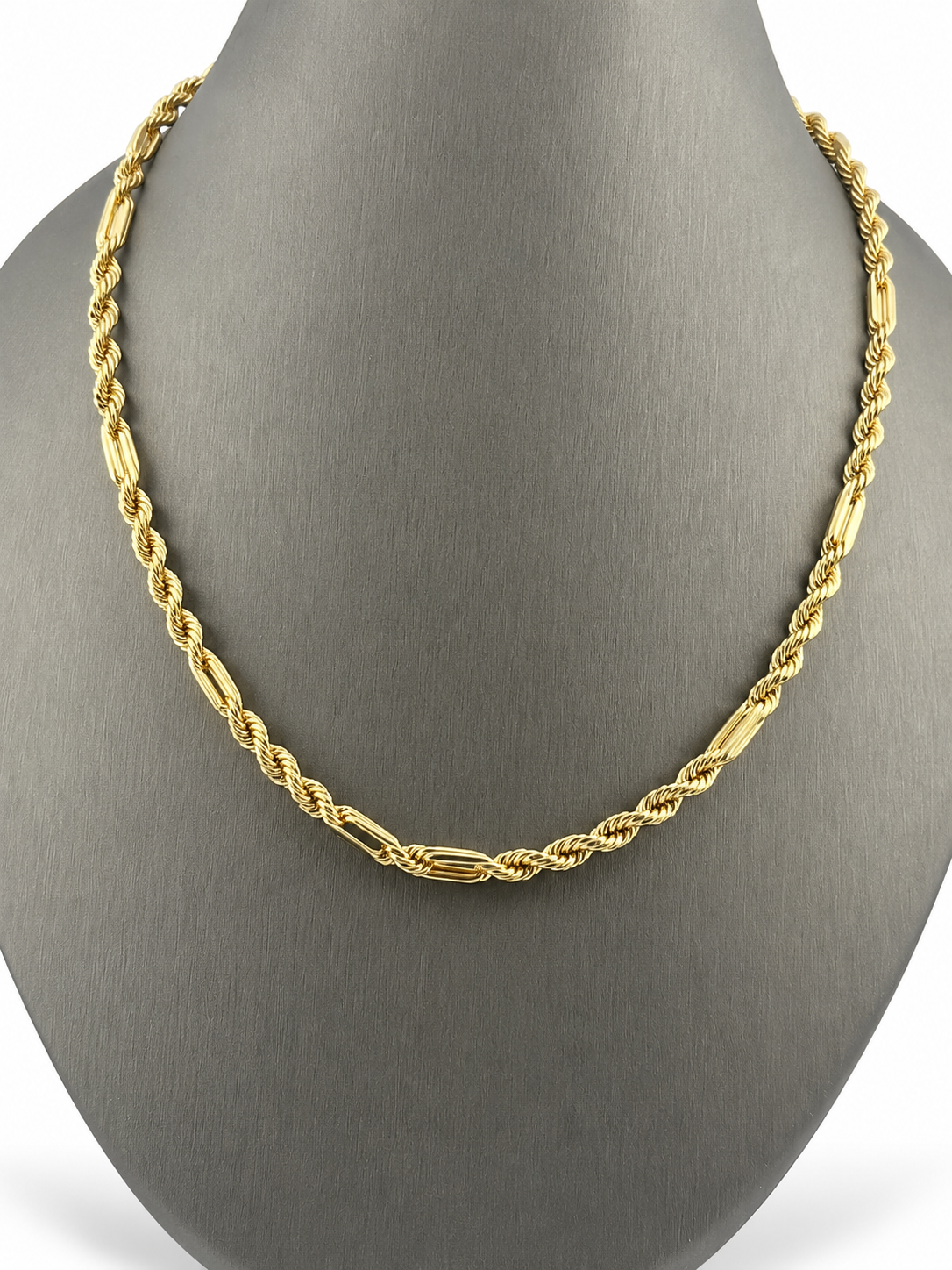 Cadena Torzal Figaro en Oro Amarillo 10K 60 cm (Diseño Hueco)