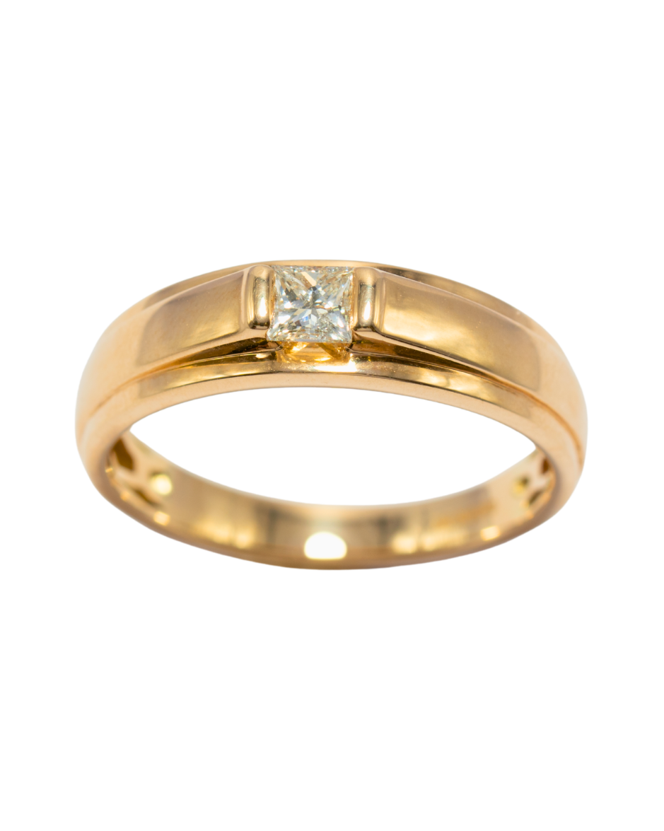 ONORE anillo oro amarillo 10K diamante natural minimalista elegante