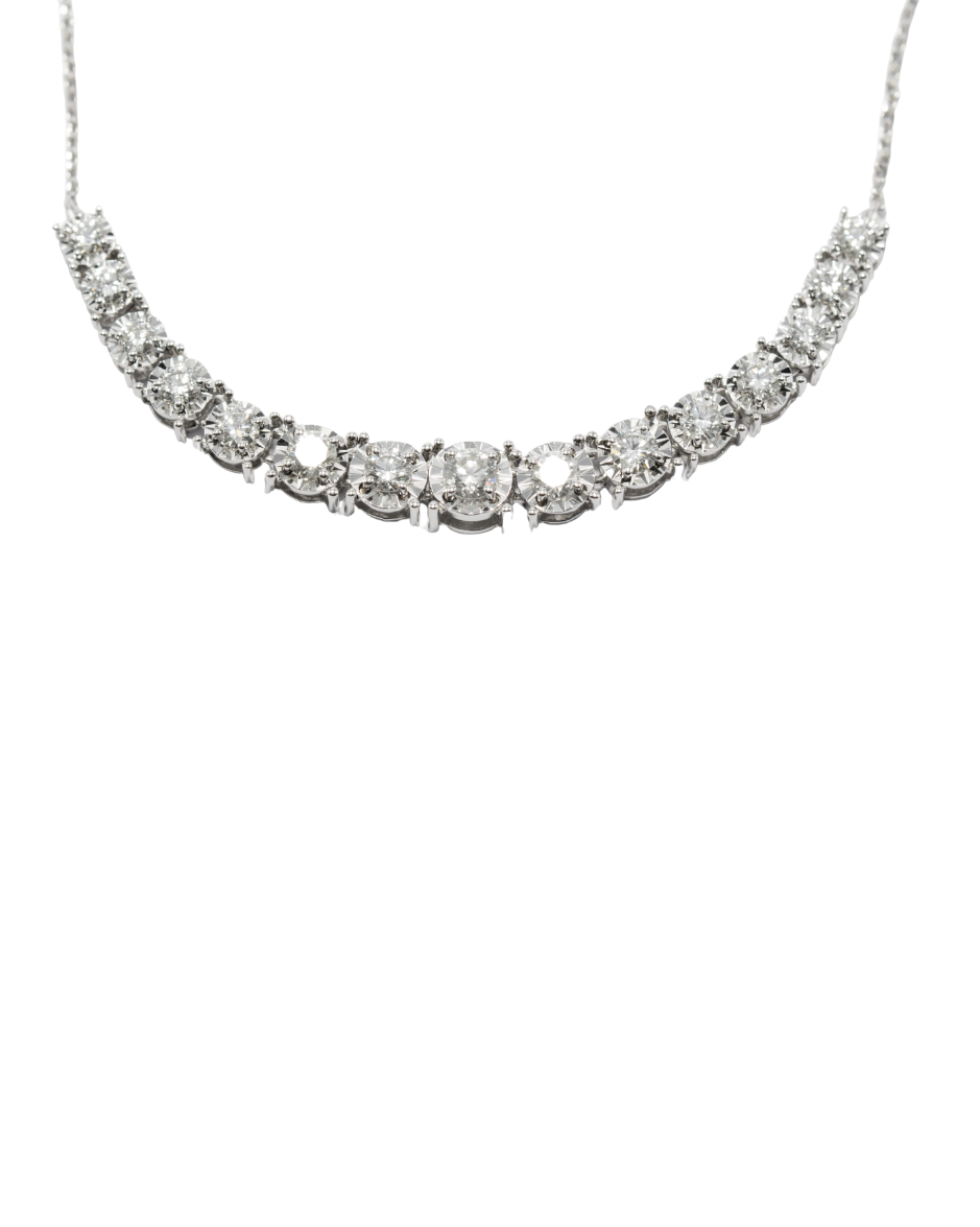 Onore gargantilla tennis de diamantes naturales en oro blanco 14K estilo contemporáneo