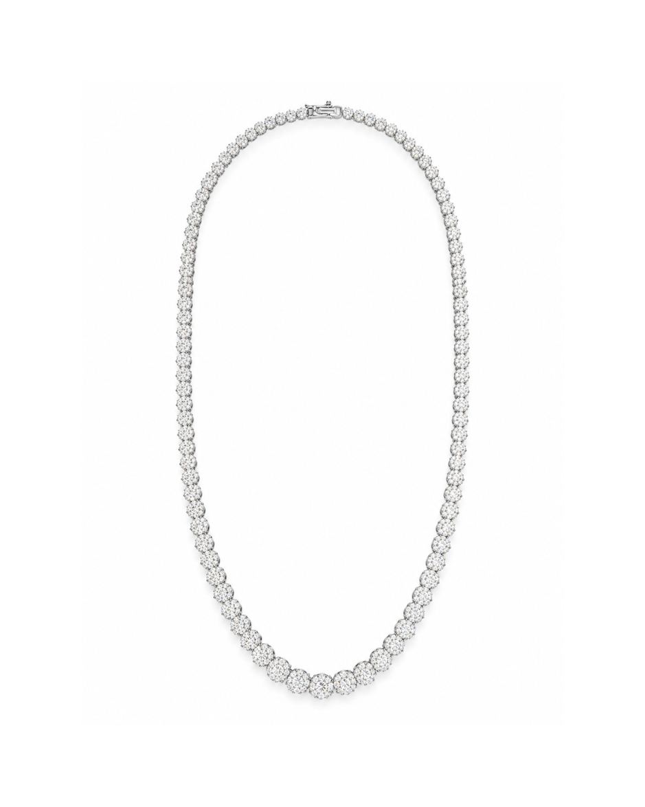 Collar Tenis con Diamantes Naturales 10 CTW en Oro Blanco