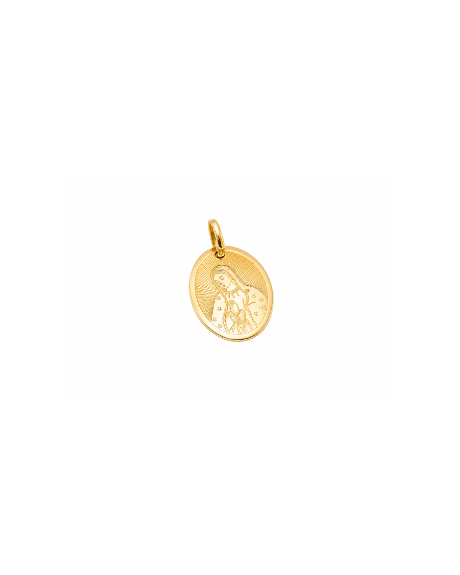 Dije Ovalado Virgen María Oro Amarillo 14k