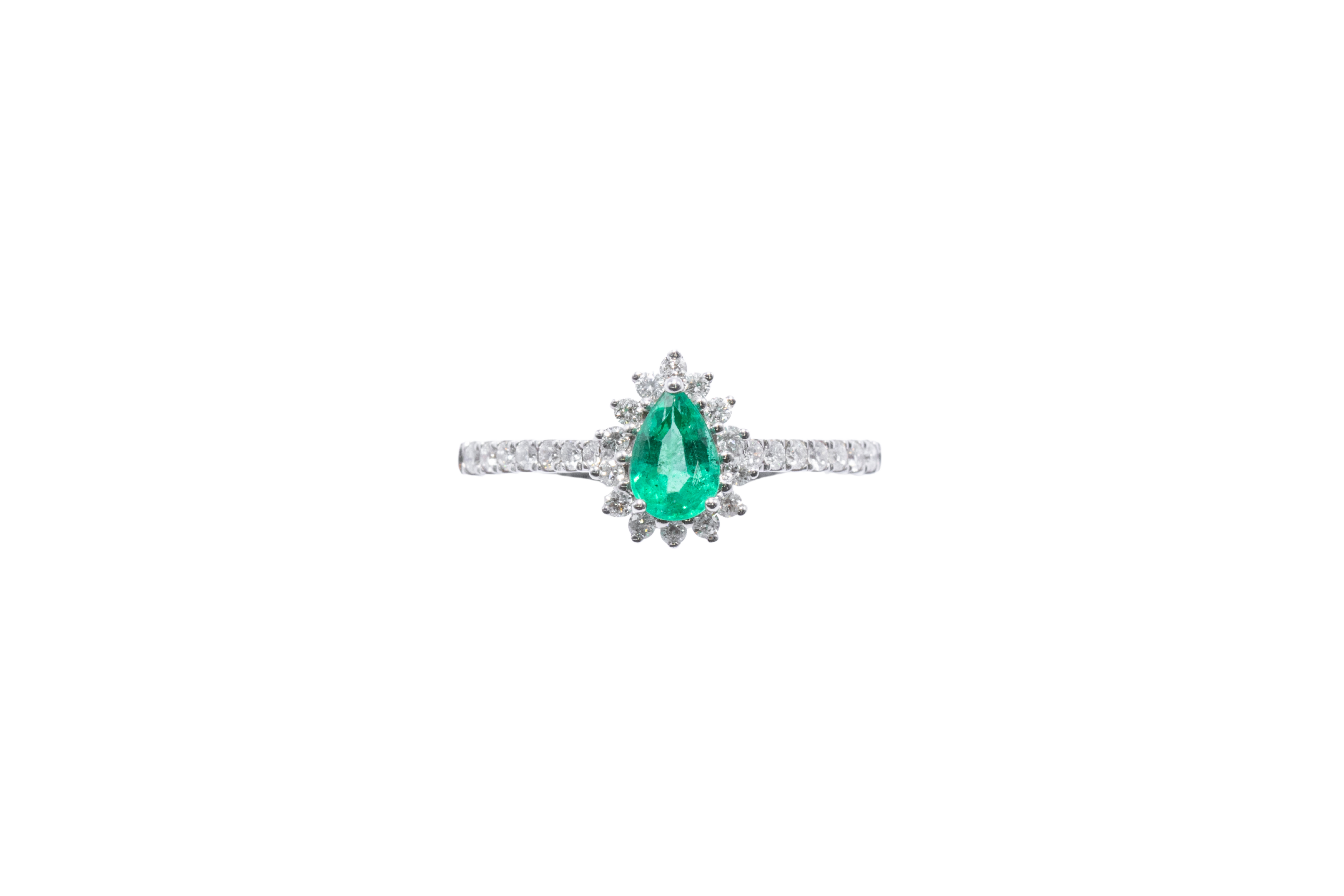 ANILLO ESMERALDA DIAMANTE CORTE PERA