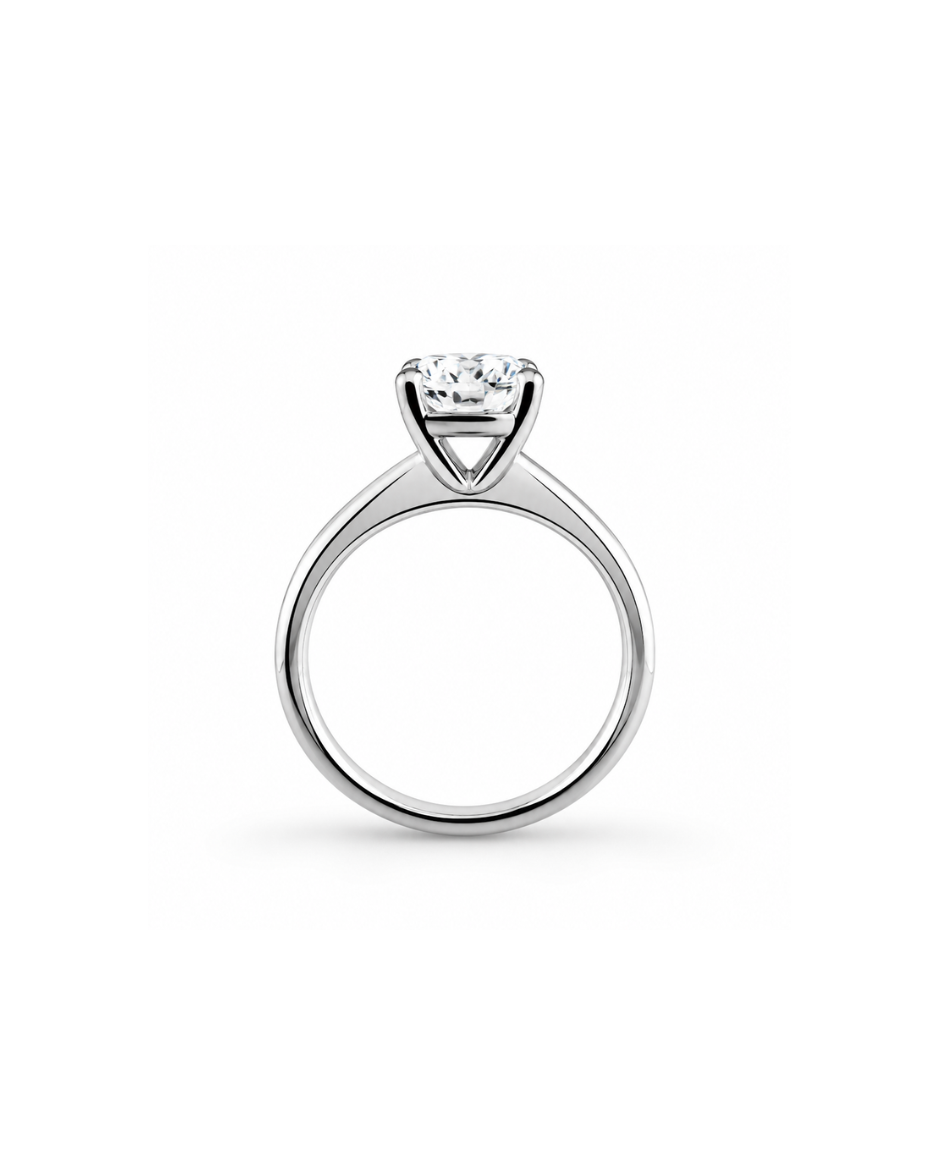 Anillo Solitario con Diamante de Laboratorio Corte Redondo Brillante 2 CT en Oro de 14K
