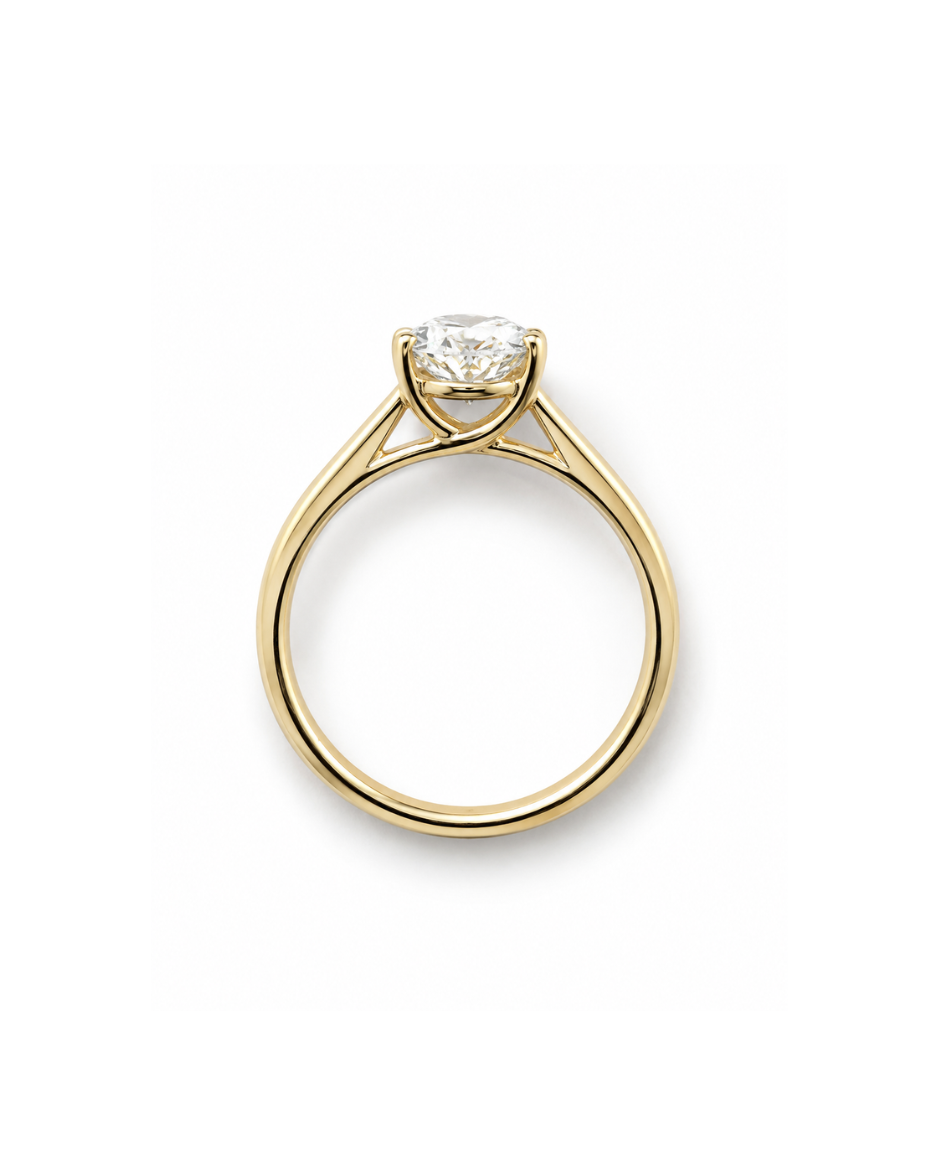 Anillo Solitario con Diamantes de Laboratorio Corte Baguette 2 CTW en Oro de 14K