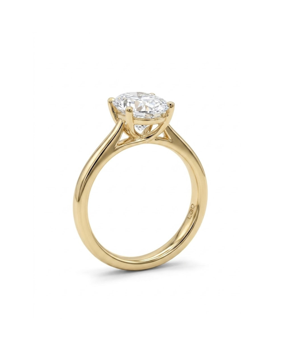Anillo Solitario con Diamantes de Laboratorio Corte Baguette 2 CTW en Oro de 14K