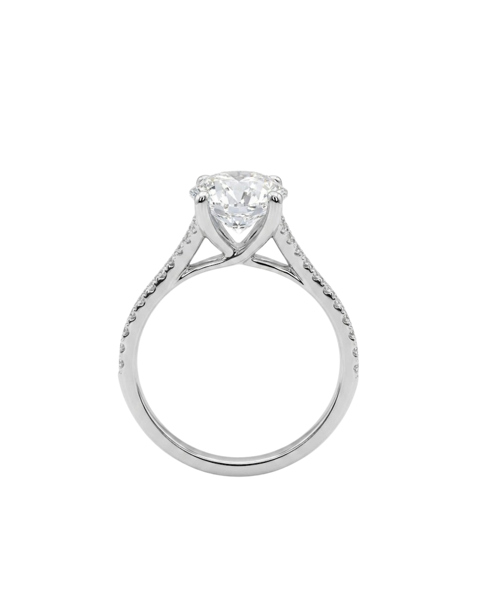 Anillo de Compromiso con Diamante de Laboratorio Corte Redondo Brillante 2.25 CT en Oro de 14K