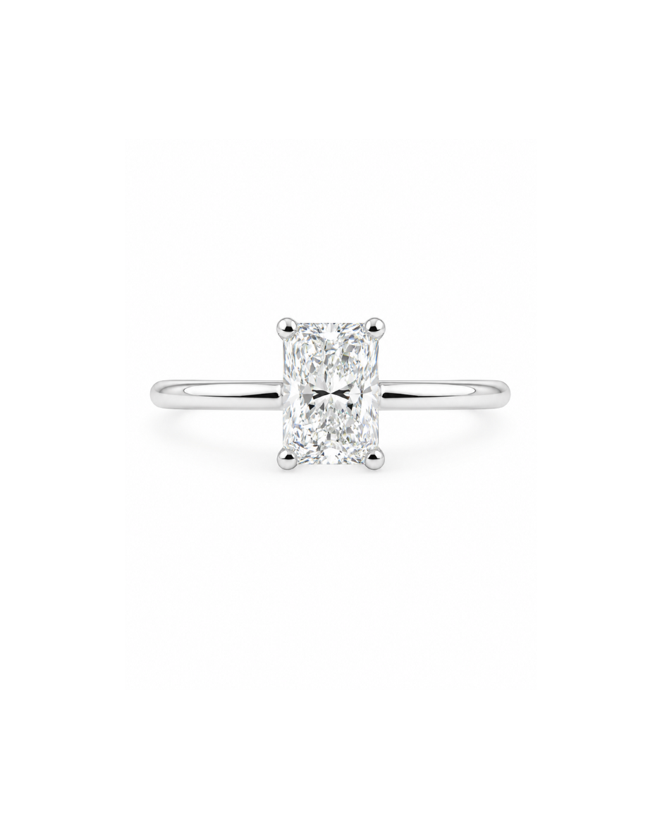 Anillo Solitario  Diamante corte Baguette Lab 1 CT Oro 14K
