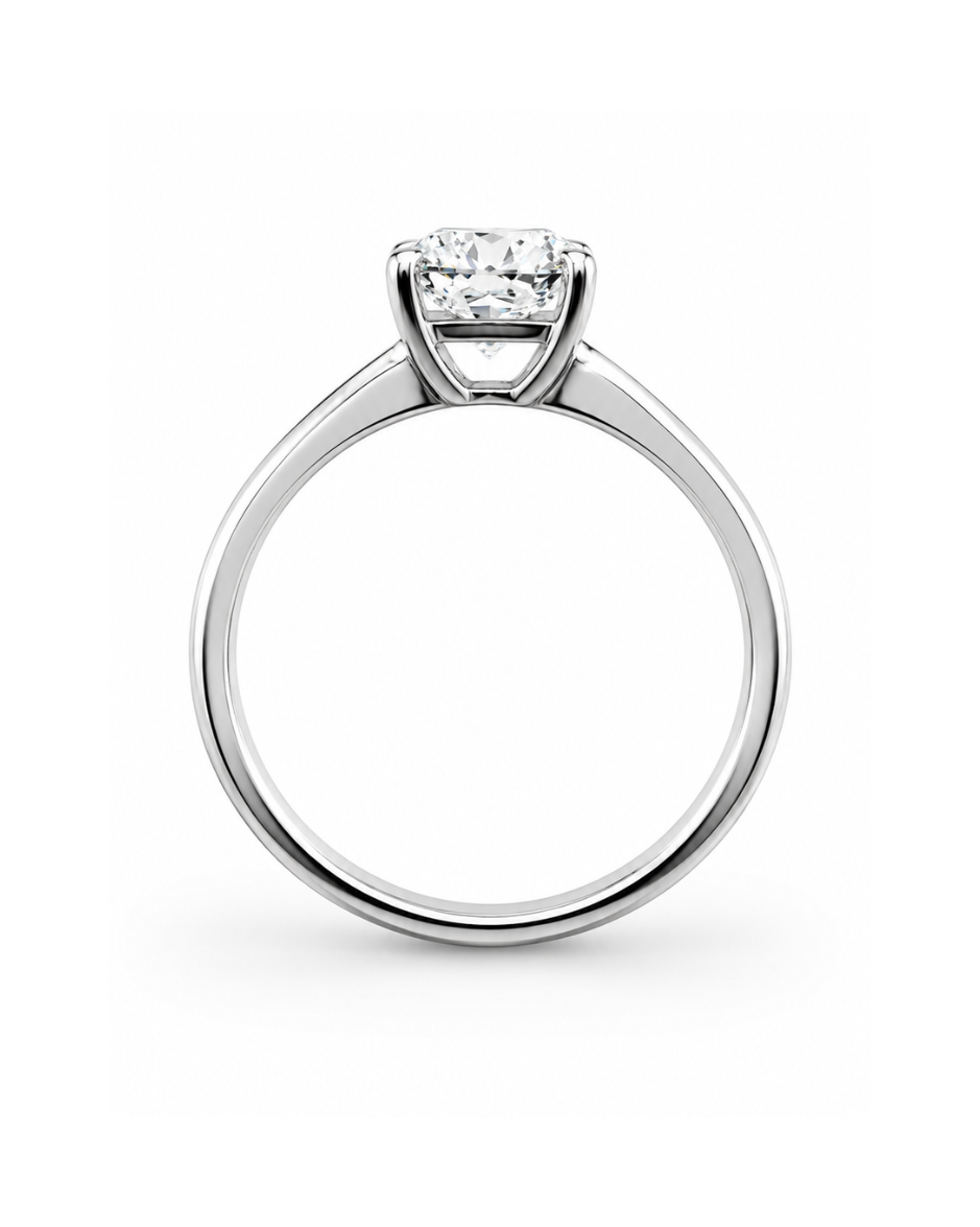 Anillo Solitario con Diamante de Laboratorio Corte Redondo Brillante 1.5 CT en Oro de 14K