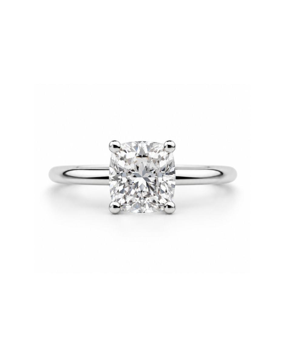 Anillo Solitario con Diamante de Laboratorio Corte Redondo Brillante 1.5 CT en Oro de 14K