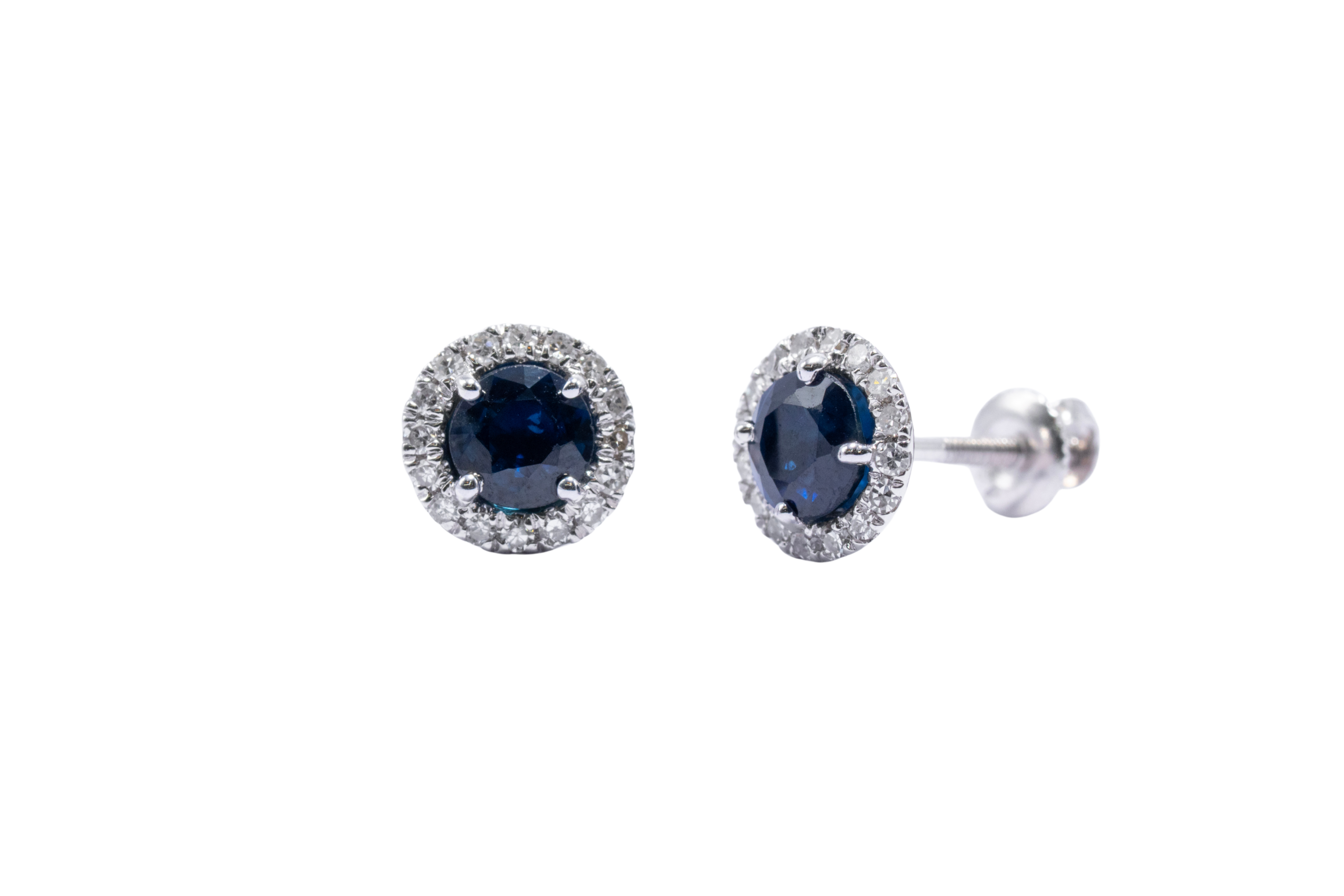 ARETES ZAFIRO Y DIAMANTES REDONDO